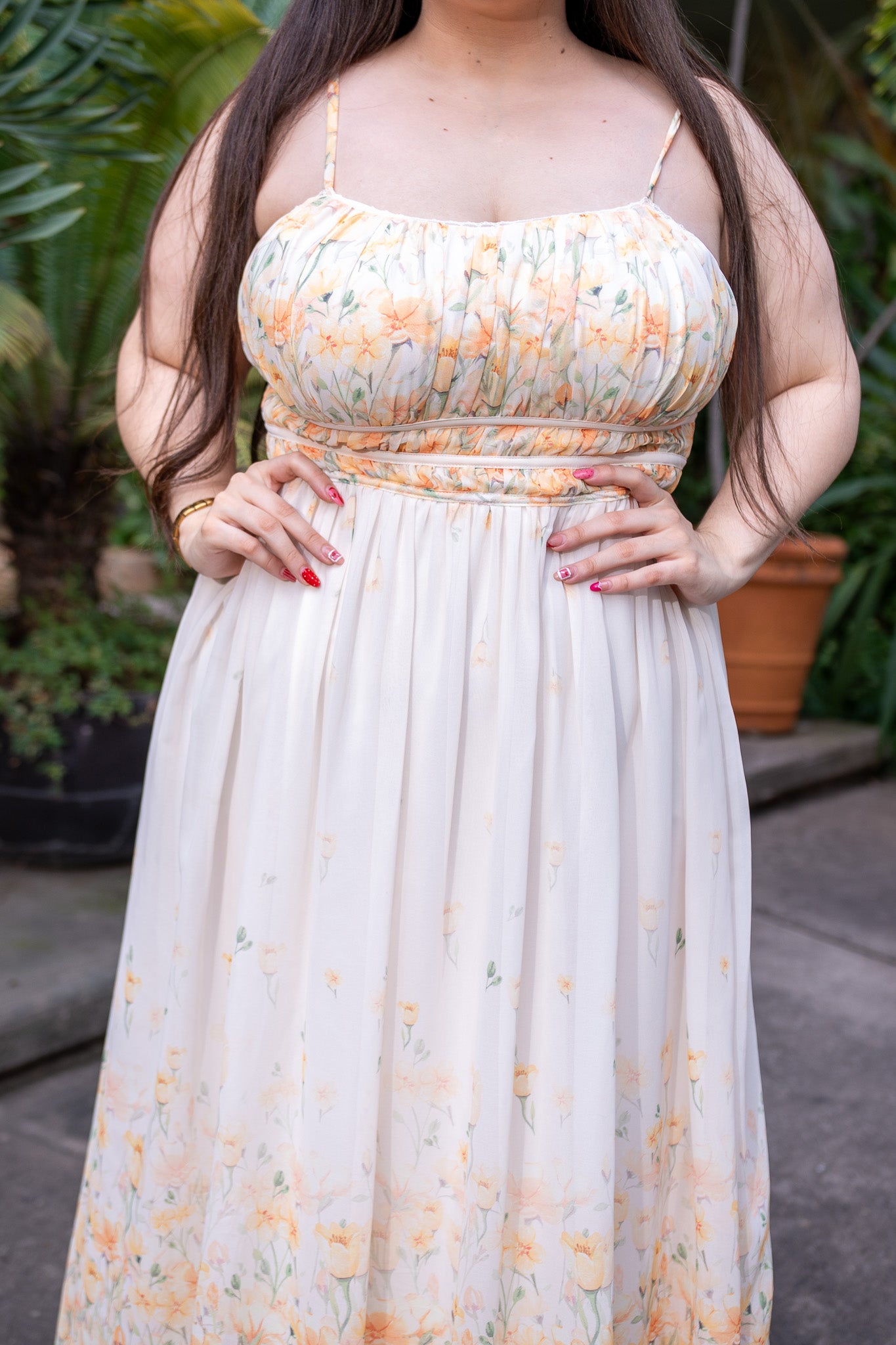 Vestido Curvy Tirantes Floral Amarillo Ligero Fresco Verano