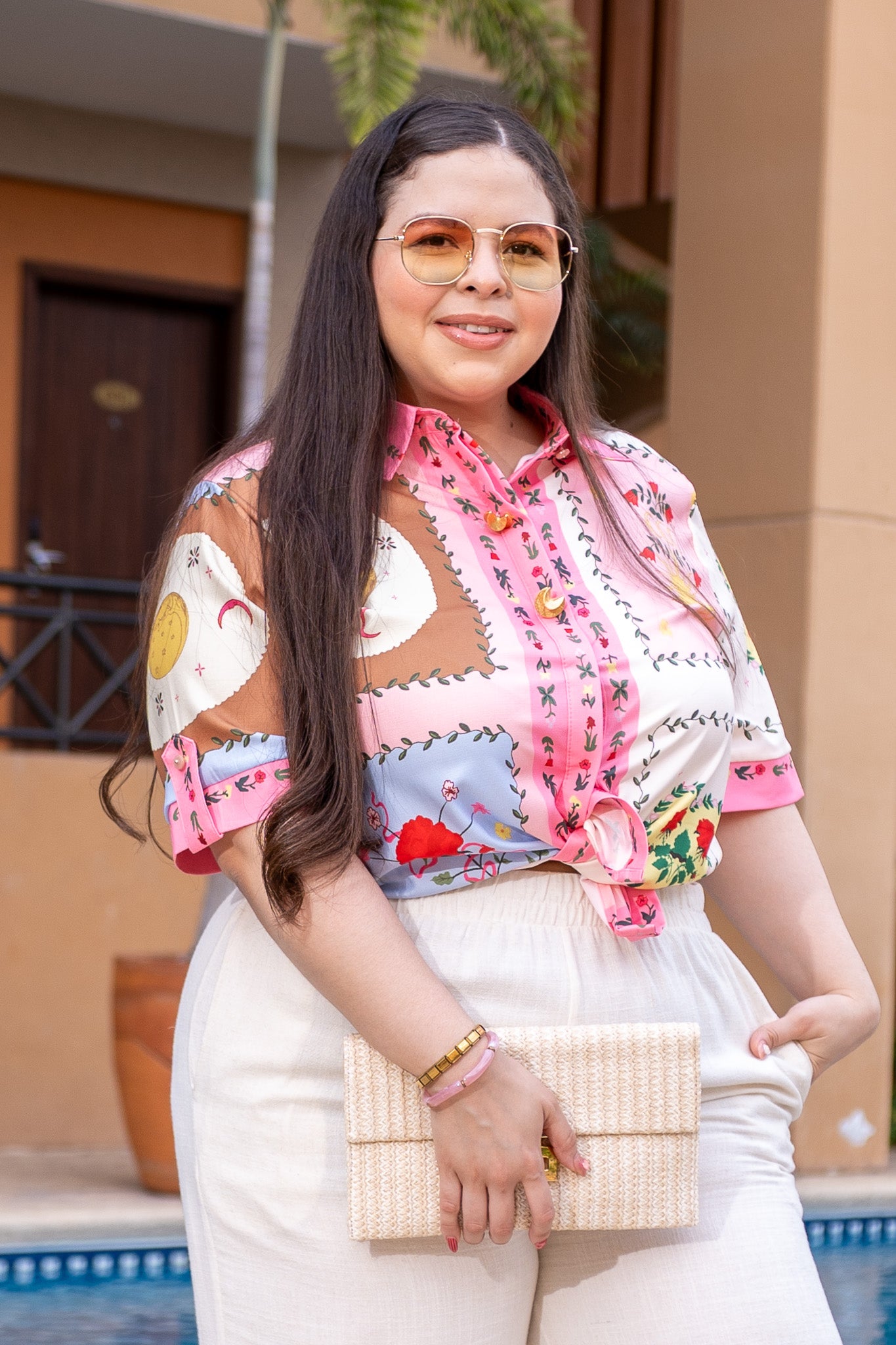 Camisa estampada summer rosa