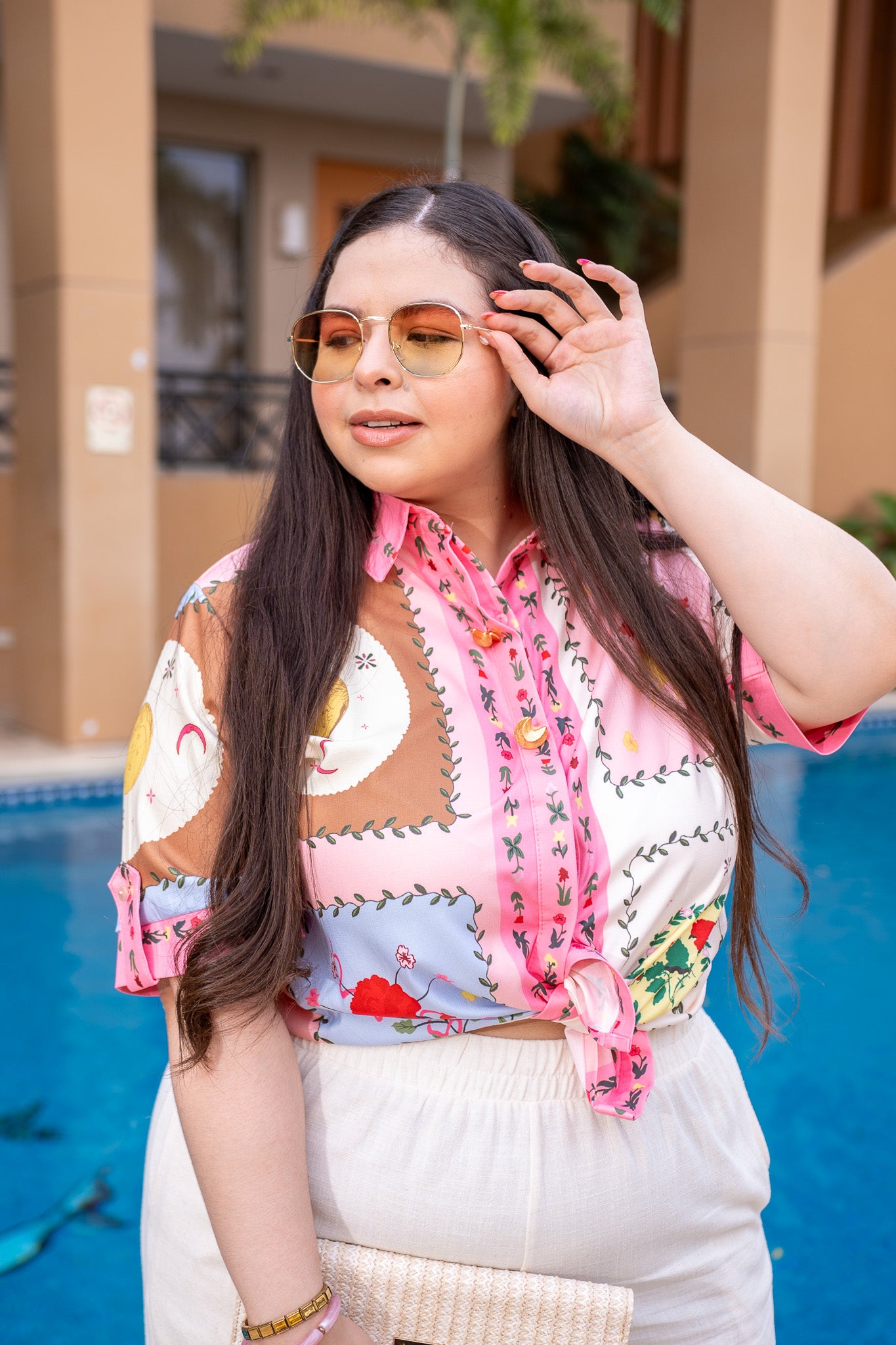 Camisa estampada summer rosa