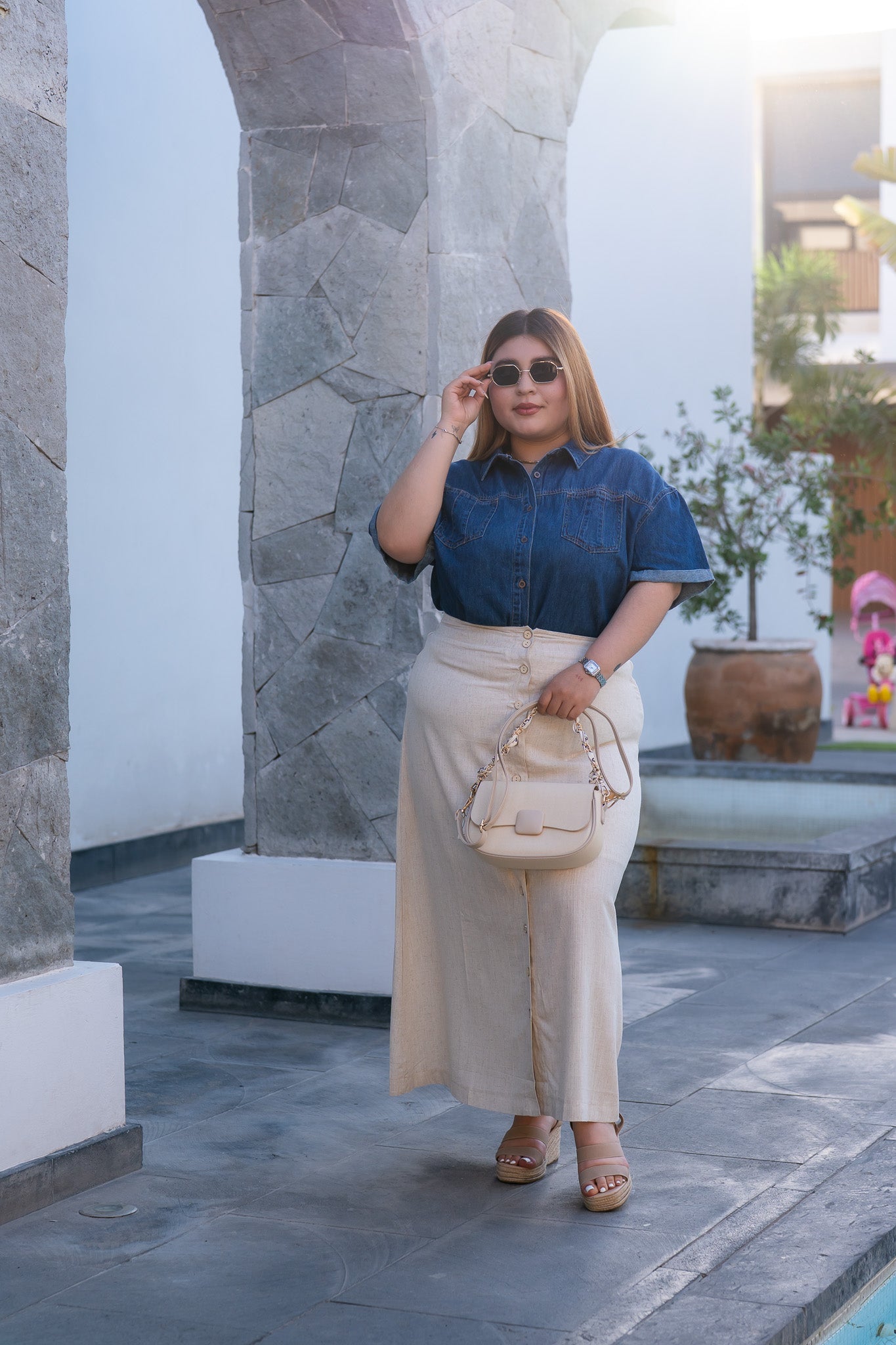 Camisa crop demin osc