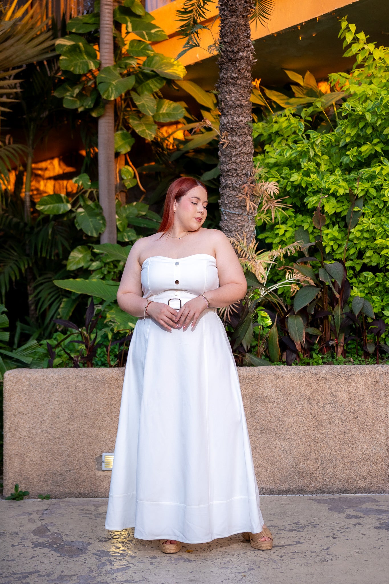 Maxi vestido estraple c/cinto