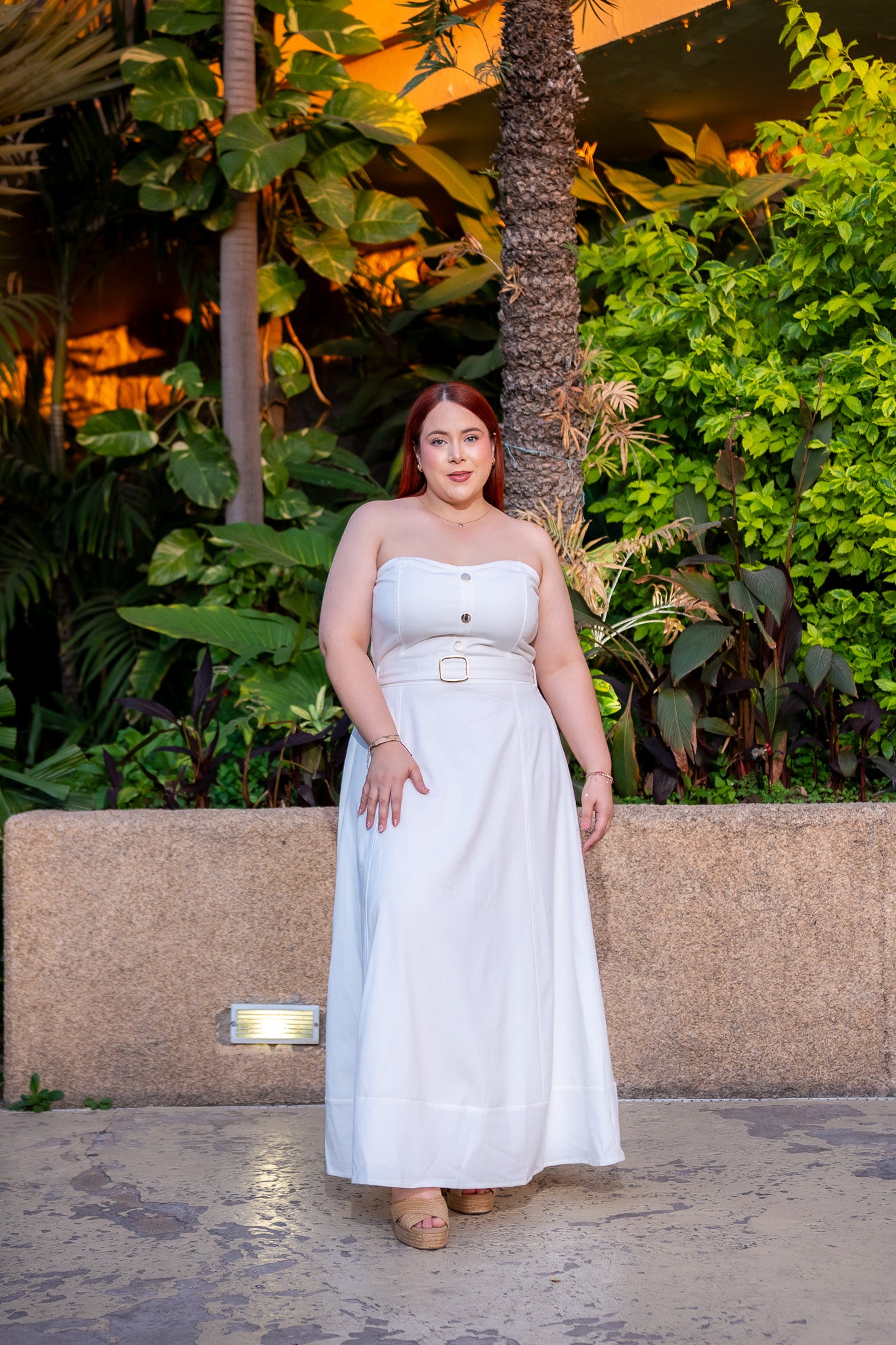 Maxi vestido estraple c/cinto