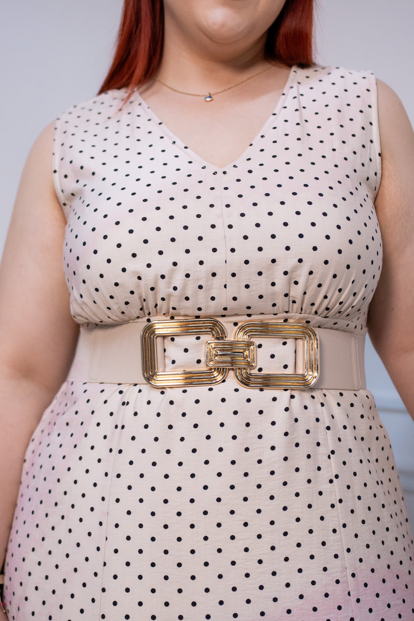 Vestido Curvy Lino Línea A Estampado Linares Cintura Elástica