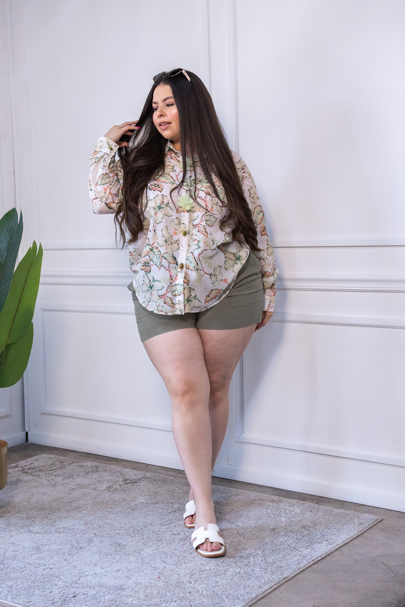 Camisa estampada con botones chic. Casual, cómodo y fresca. Para regalo de mujeres.