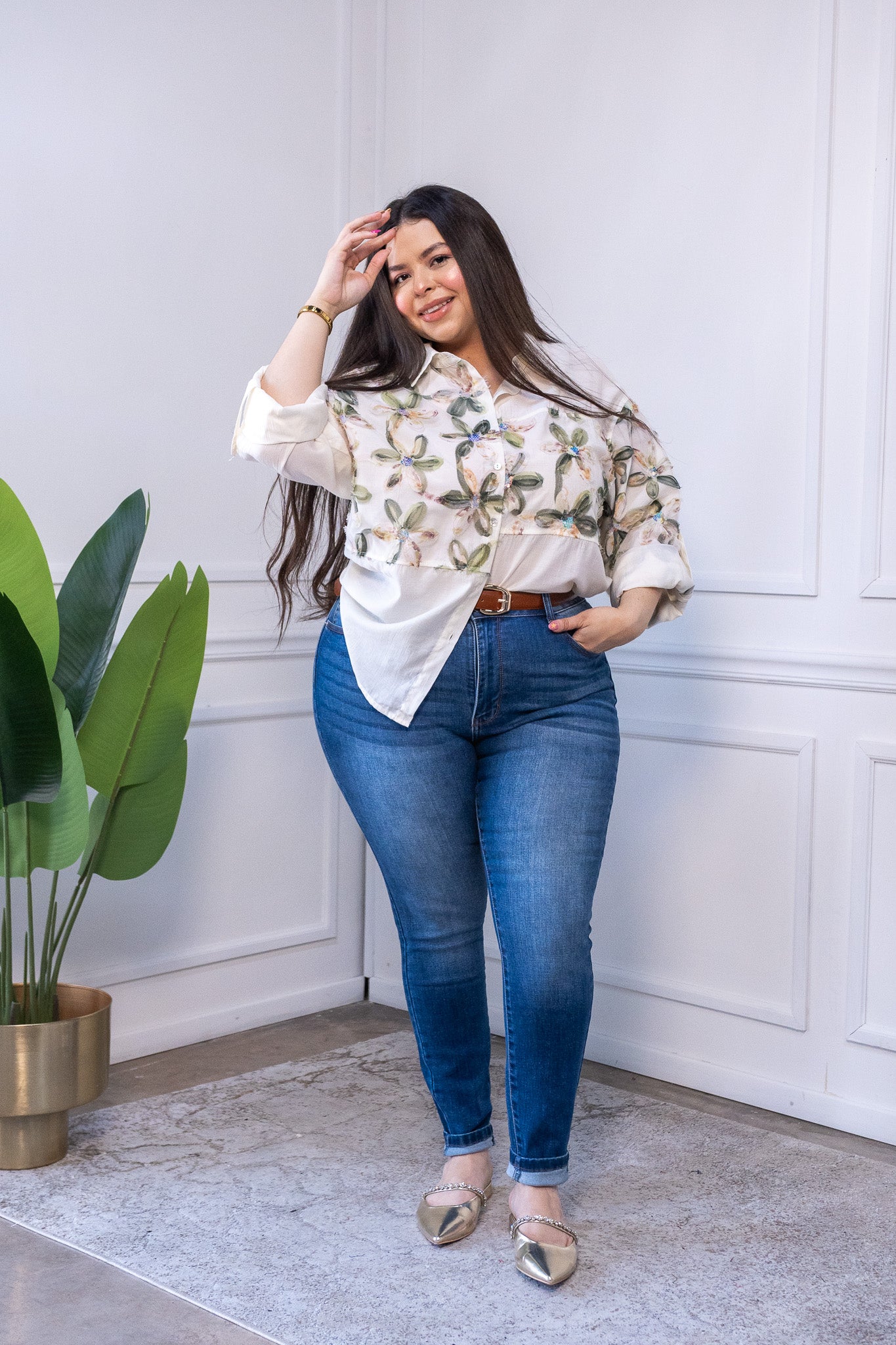 Jeans Skinny Curvy Azul Medio con Tiro Alto Estilizador | Denim Stretch