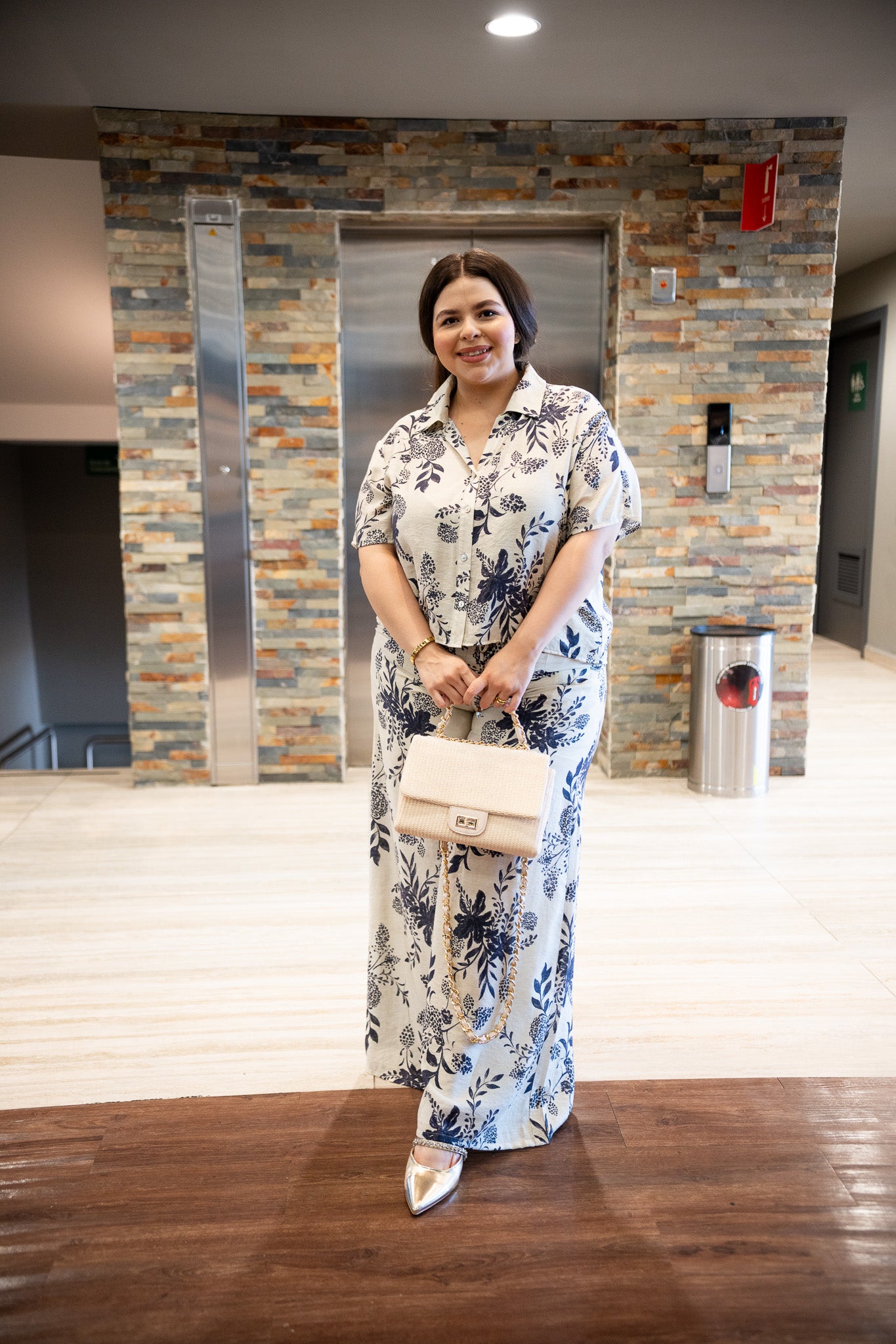 Conjunto Curvy 2 Piezas Estampado Azul Cintura Elástica