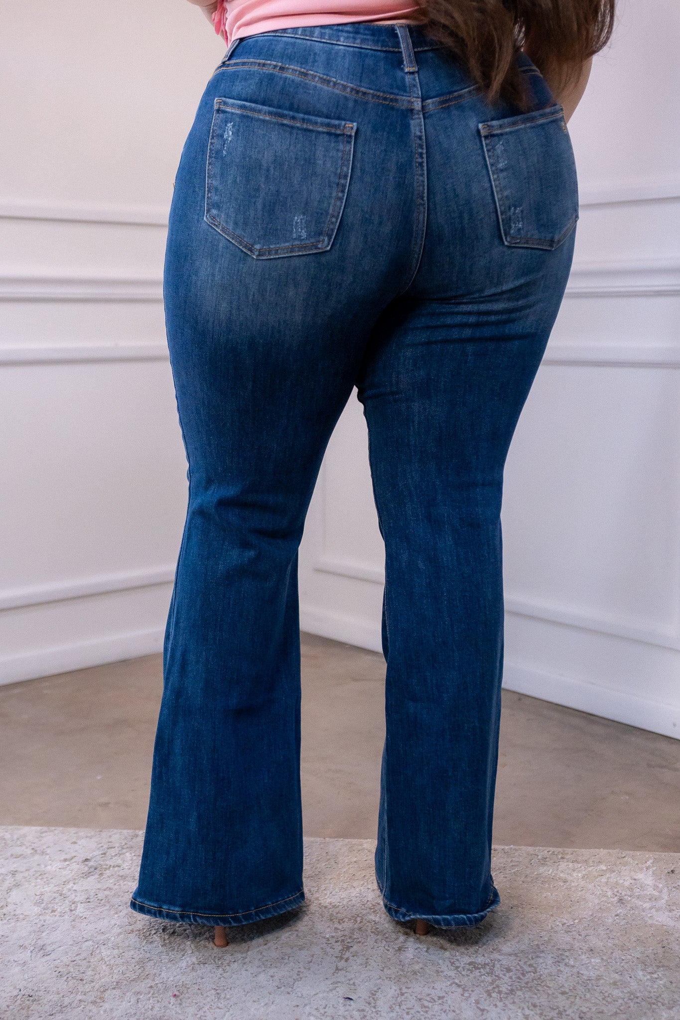 Dark plain bell-bottom jeans