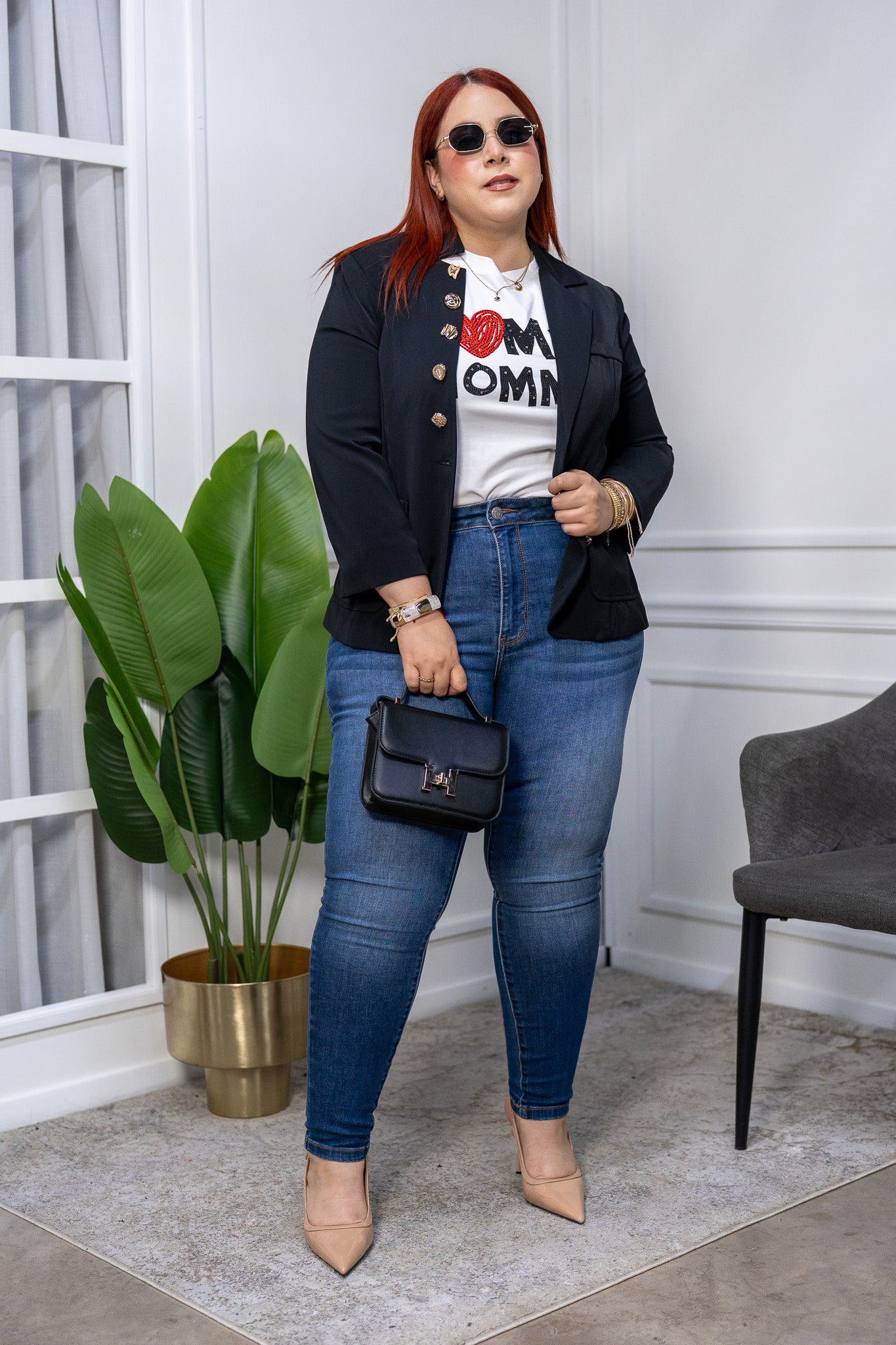 Playera Curvy I Love Mom con Brillos Blanca Regalo Mamá