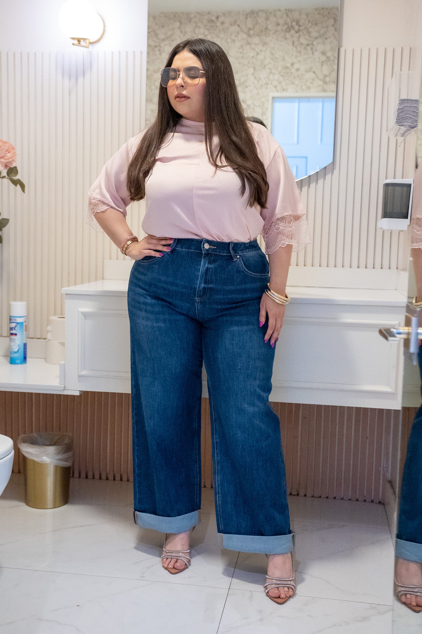 Jeans Curvy Barrel Tiro Alto Denim Pierna Curva Estilizadora