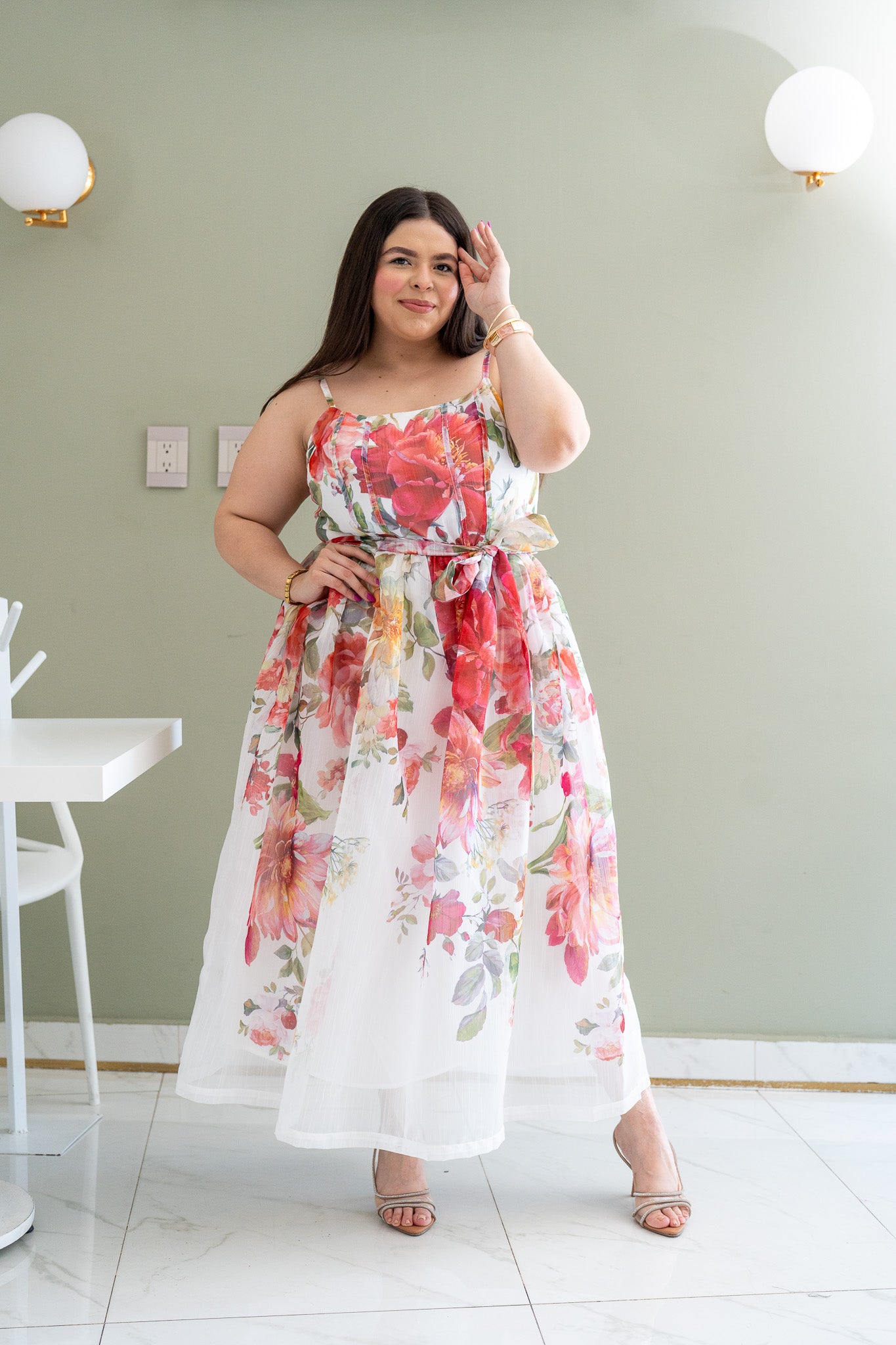Maxi Vestido Curvy de Tul Estampado con Espalda Elástica | Fashion Girl