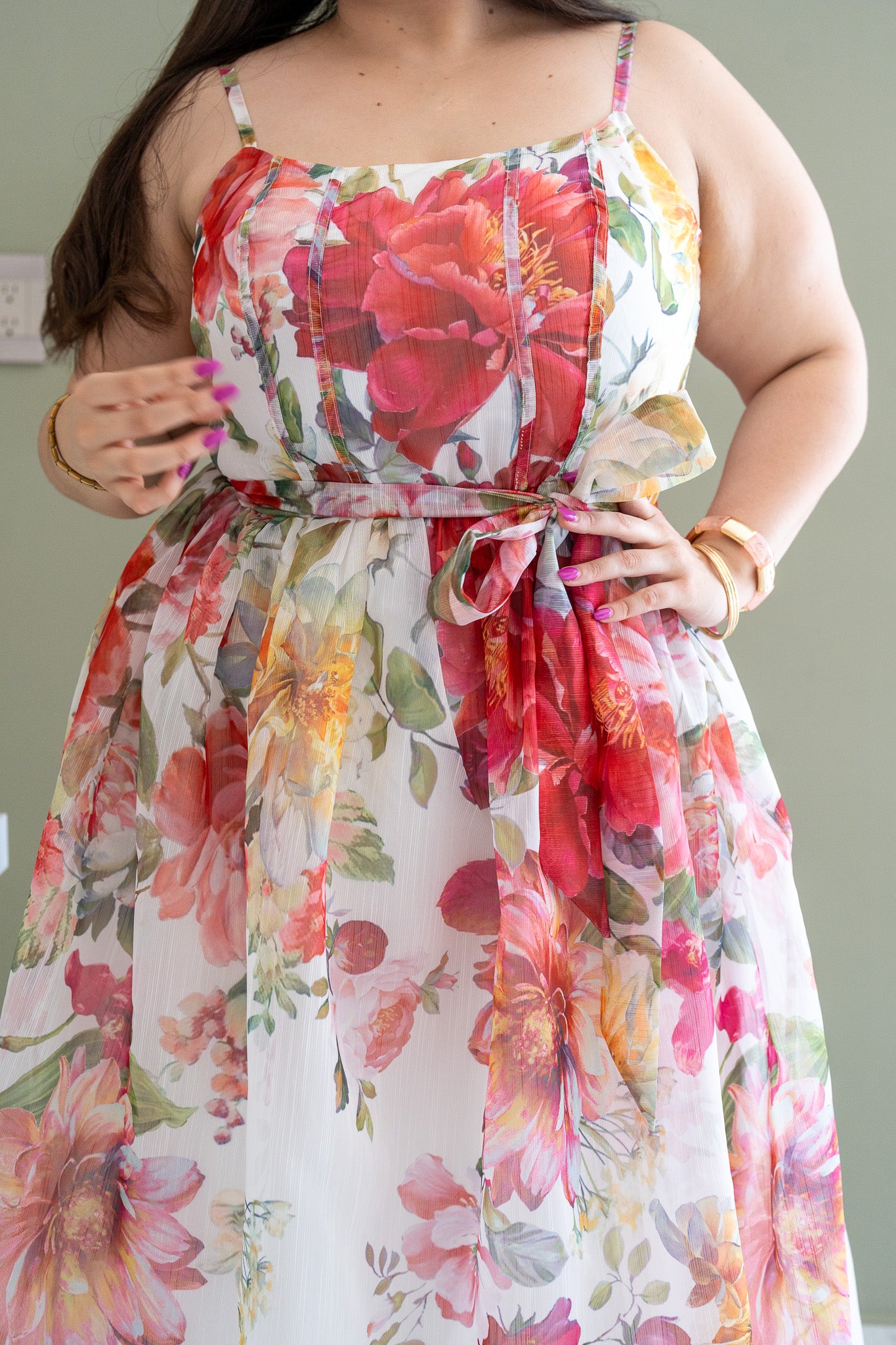 Maxi Vestido Curvy de Tul Estampado con Espalda Elástica | Fashion Girl