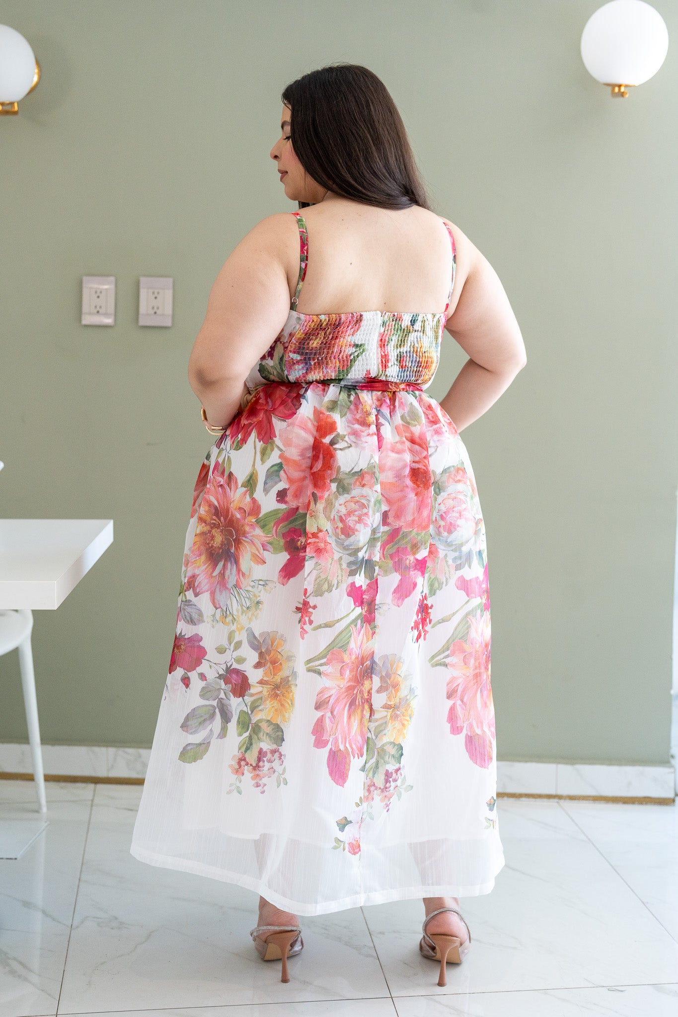 Maxi Vestido Curvy de Tul Estampado con Espalda Elástica | Fashion Girl