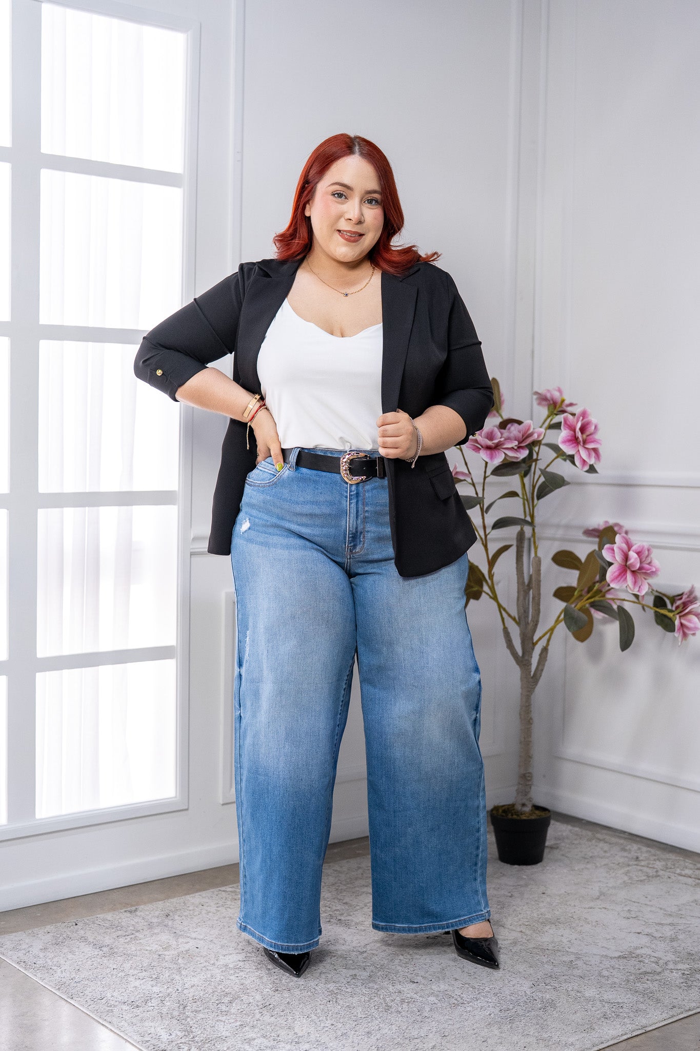 Blazer Curvy Elegante Oficina Forro Stretch Fit Relajado Clásico