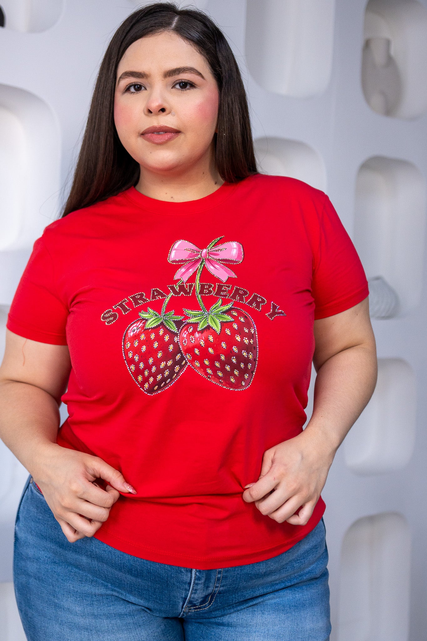 Playera Plus Size Strawberry Roja