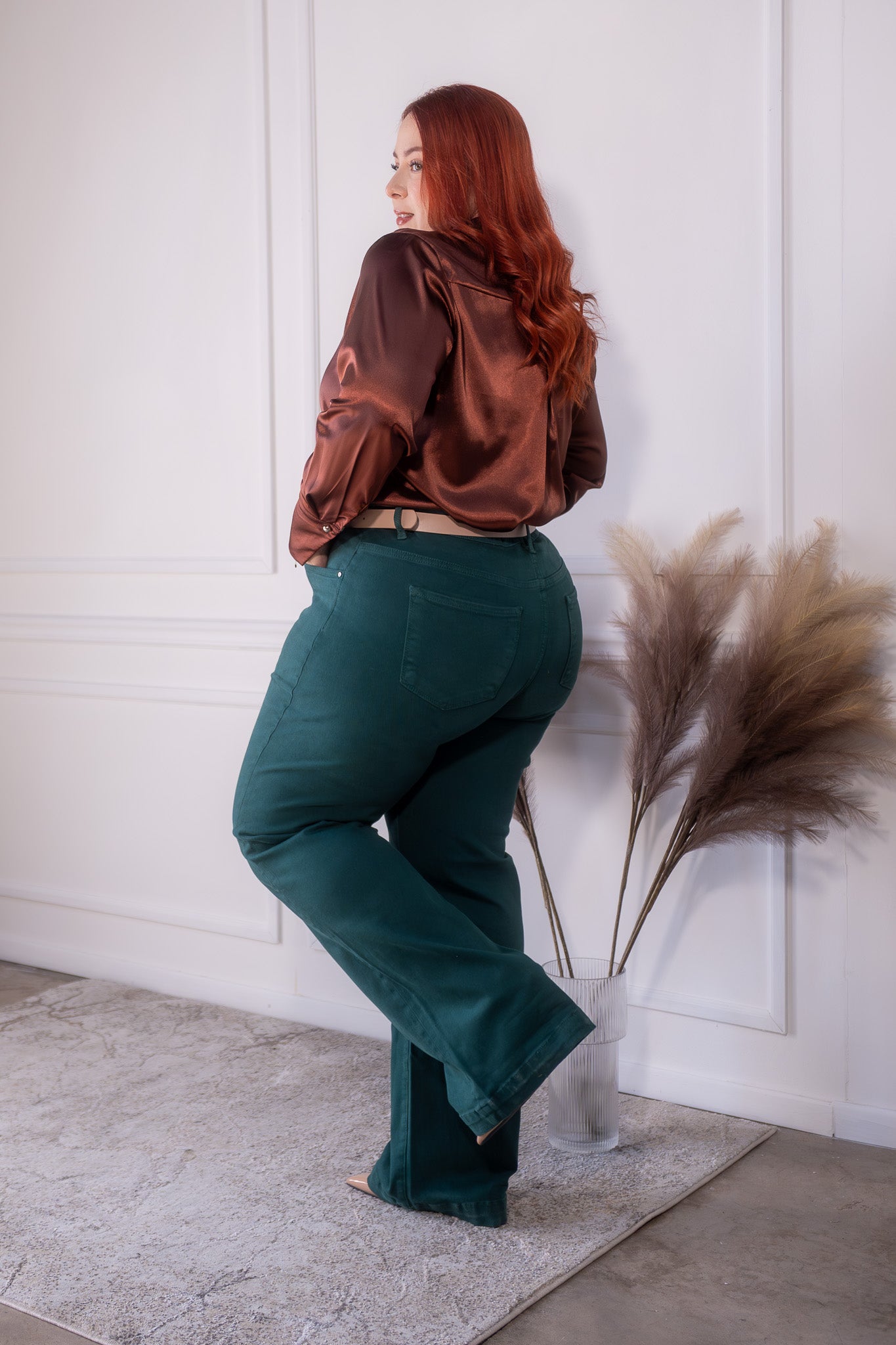 jeans recto liso verde