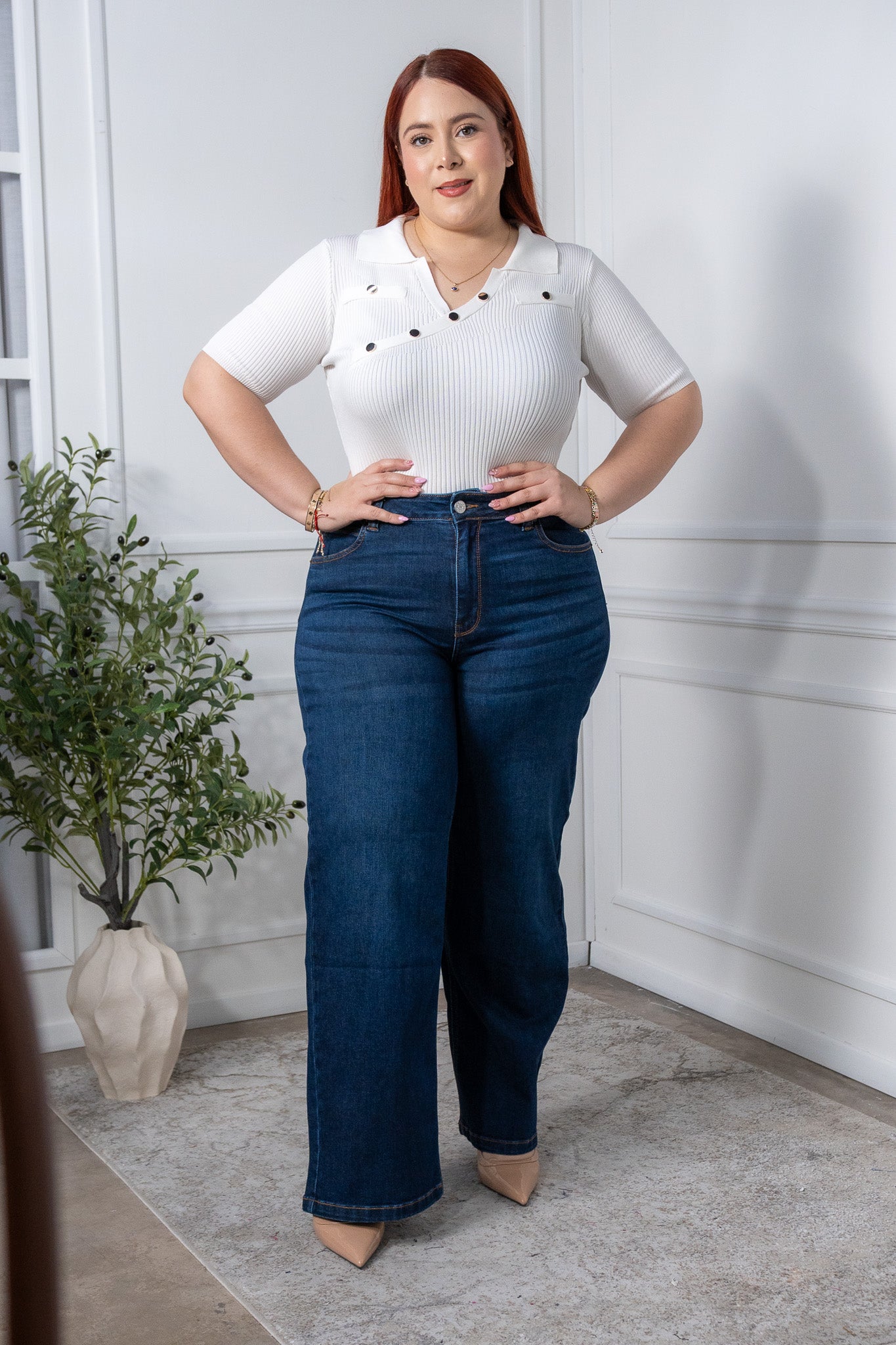 Dark plain straight jeans