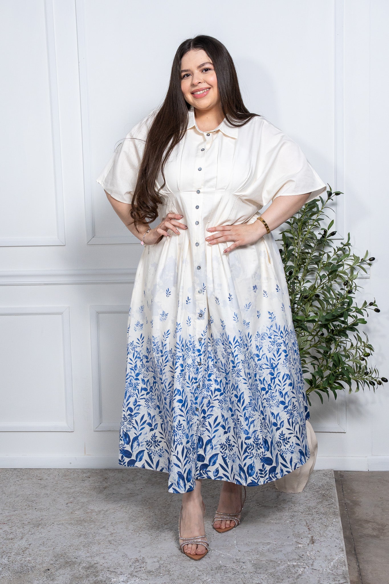 Vestido midi botones floral