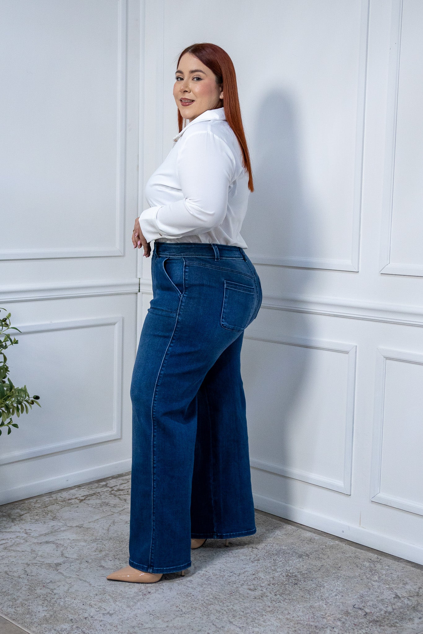 Jeans wide leg c/bolsa osc