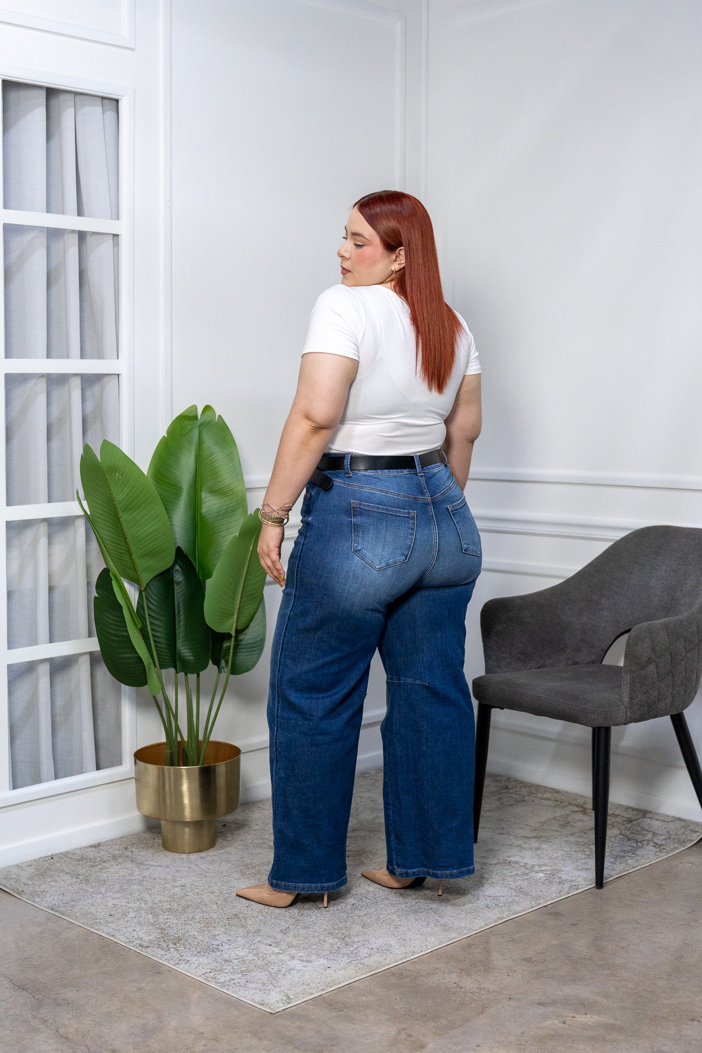 Blusa Curvy Básica Cuello Cuadrado Algodón con Stretch