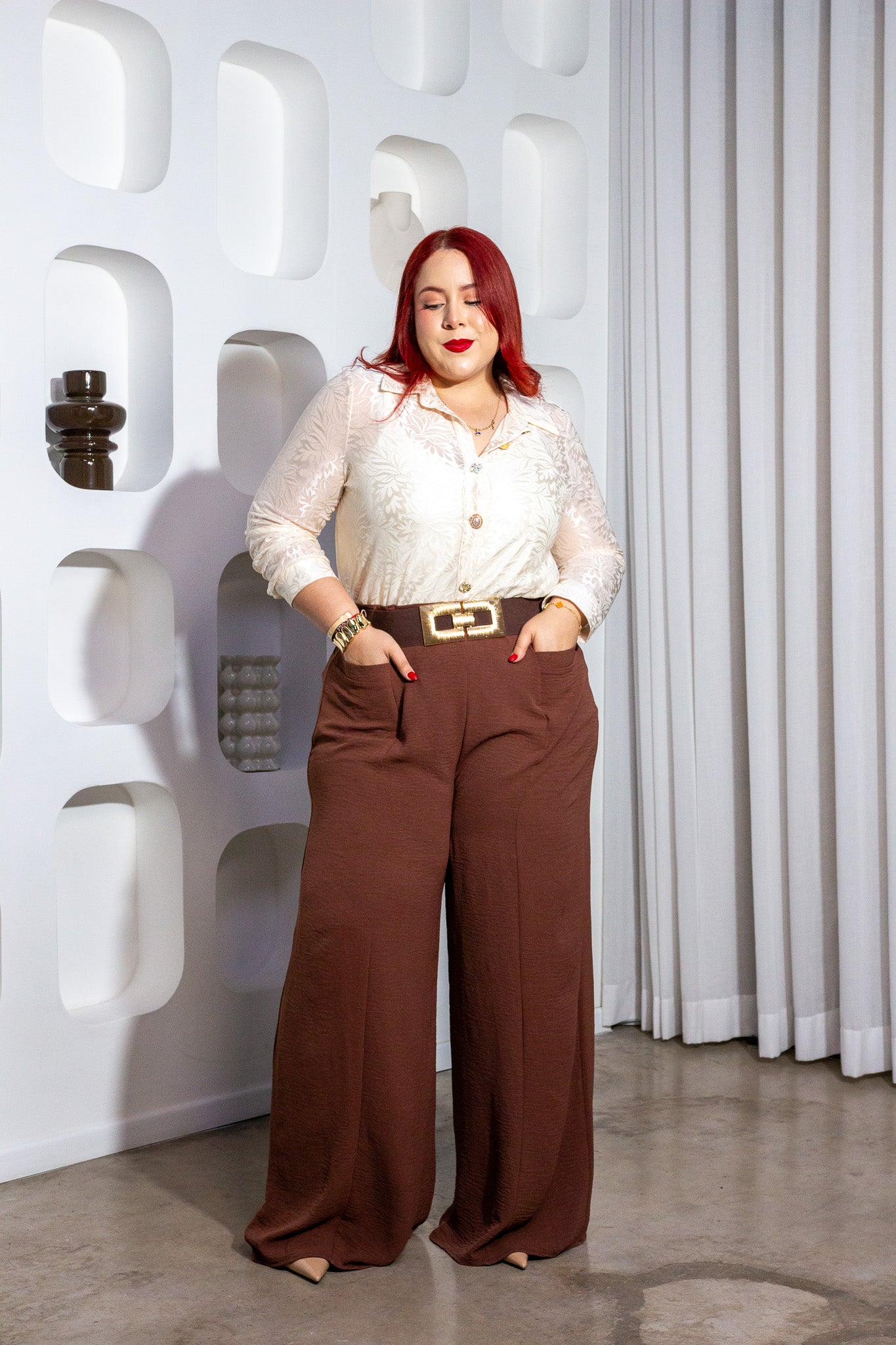 Pantalón Curvy Palazzo Cintura Alta