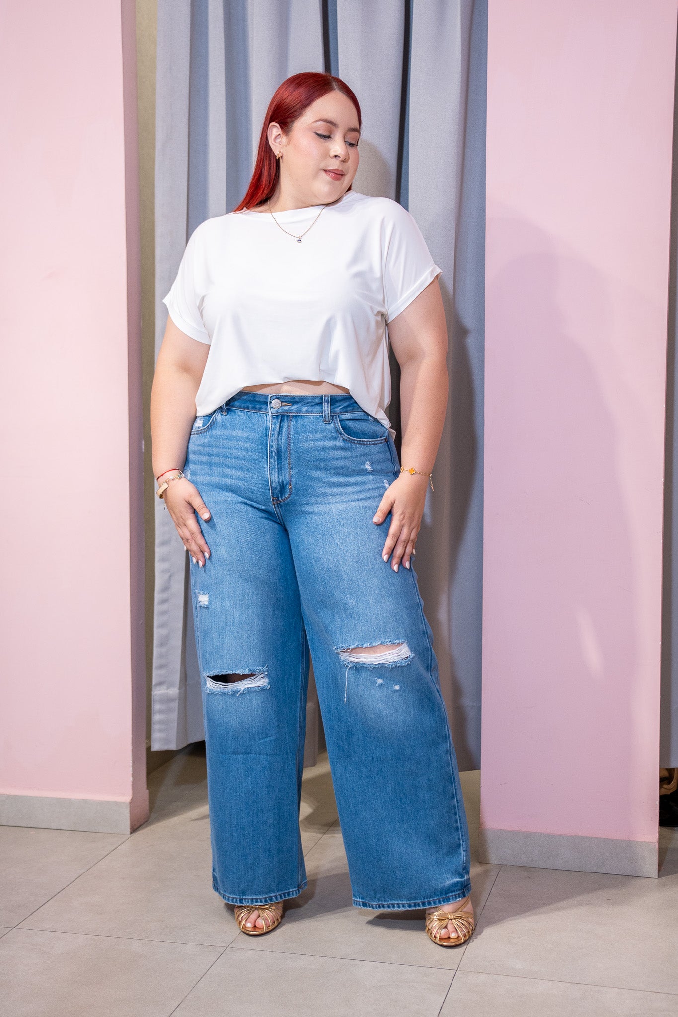 Blusa Curvy Licra Cuello Redondo Manga Corta