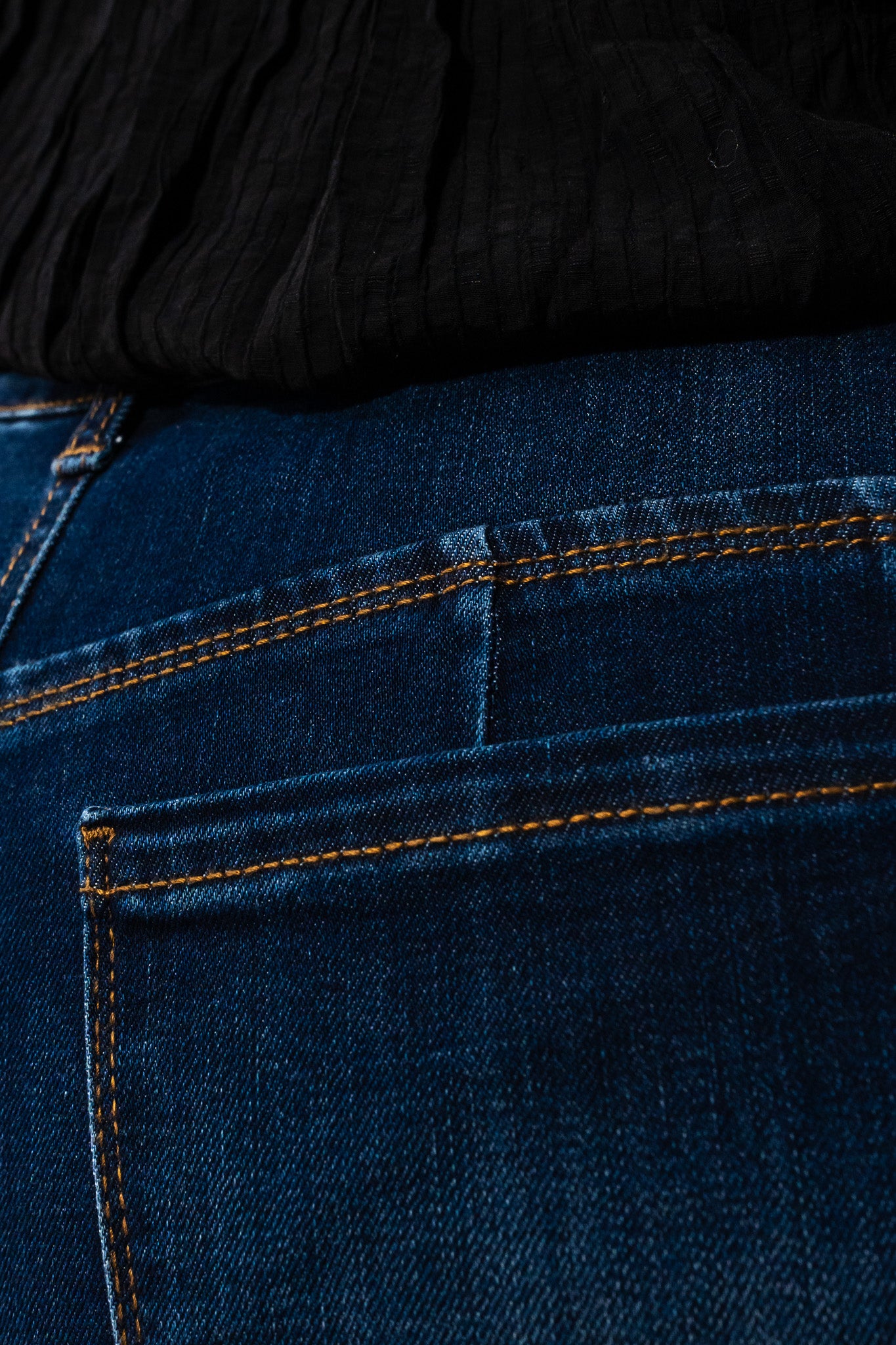 Short Curvy Mezclilla Bolsas, Cintura Alta Azul Denim Oscuro
