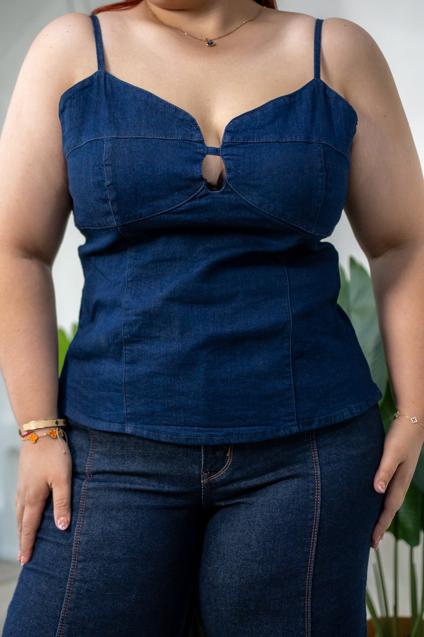 Blusa Tirantes Denim Curvy Oscuro