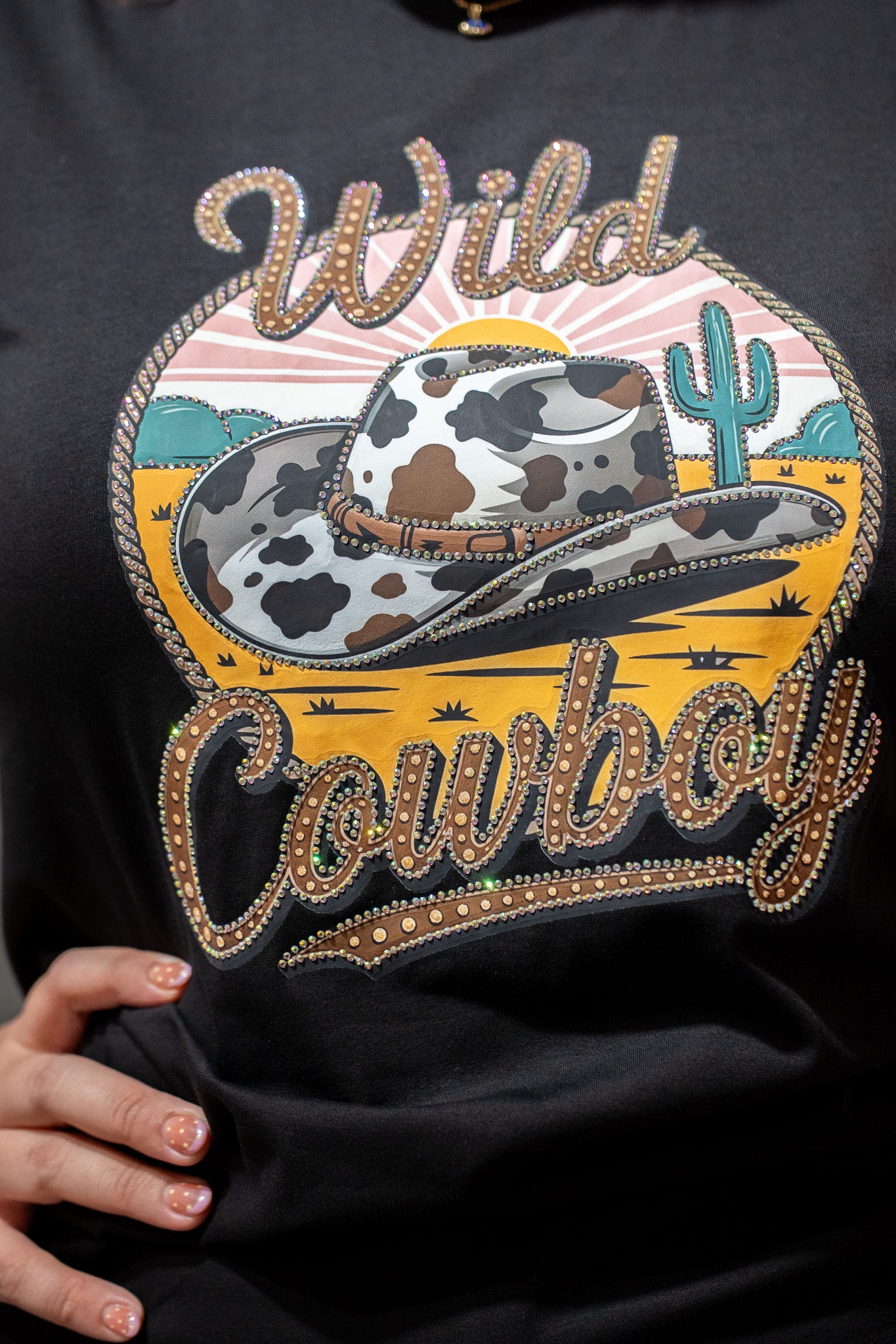 Playera Wild Cowvoy Curvy Negra