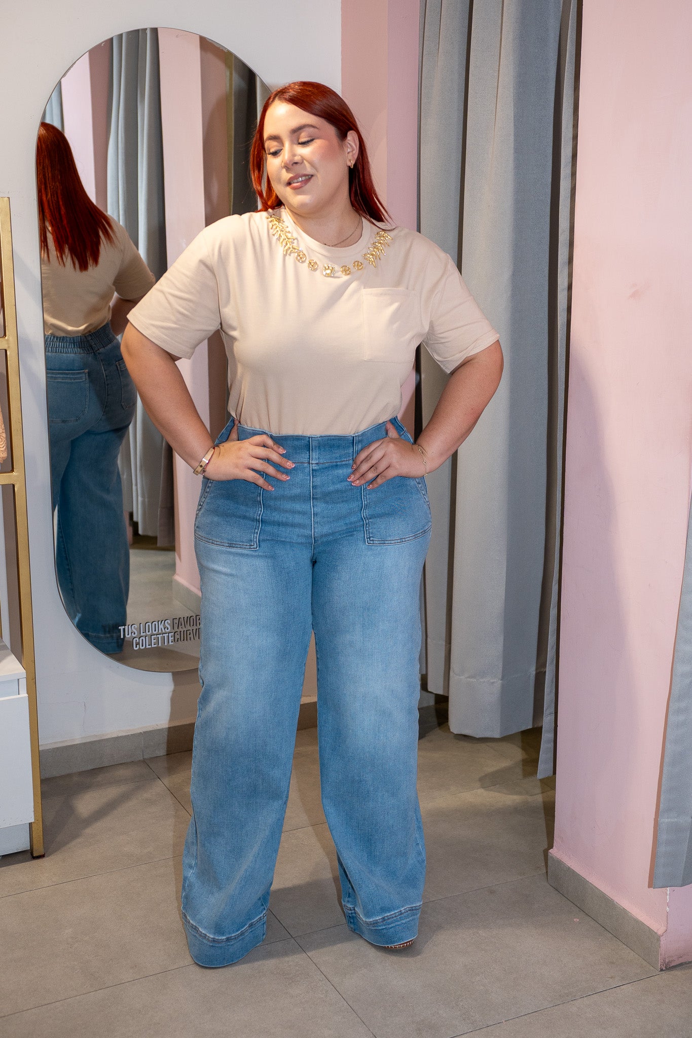 Jeans High Rise Curvy Claro