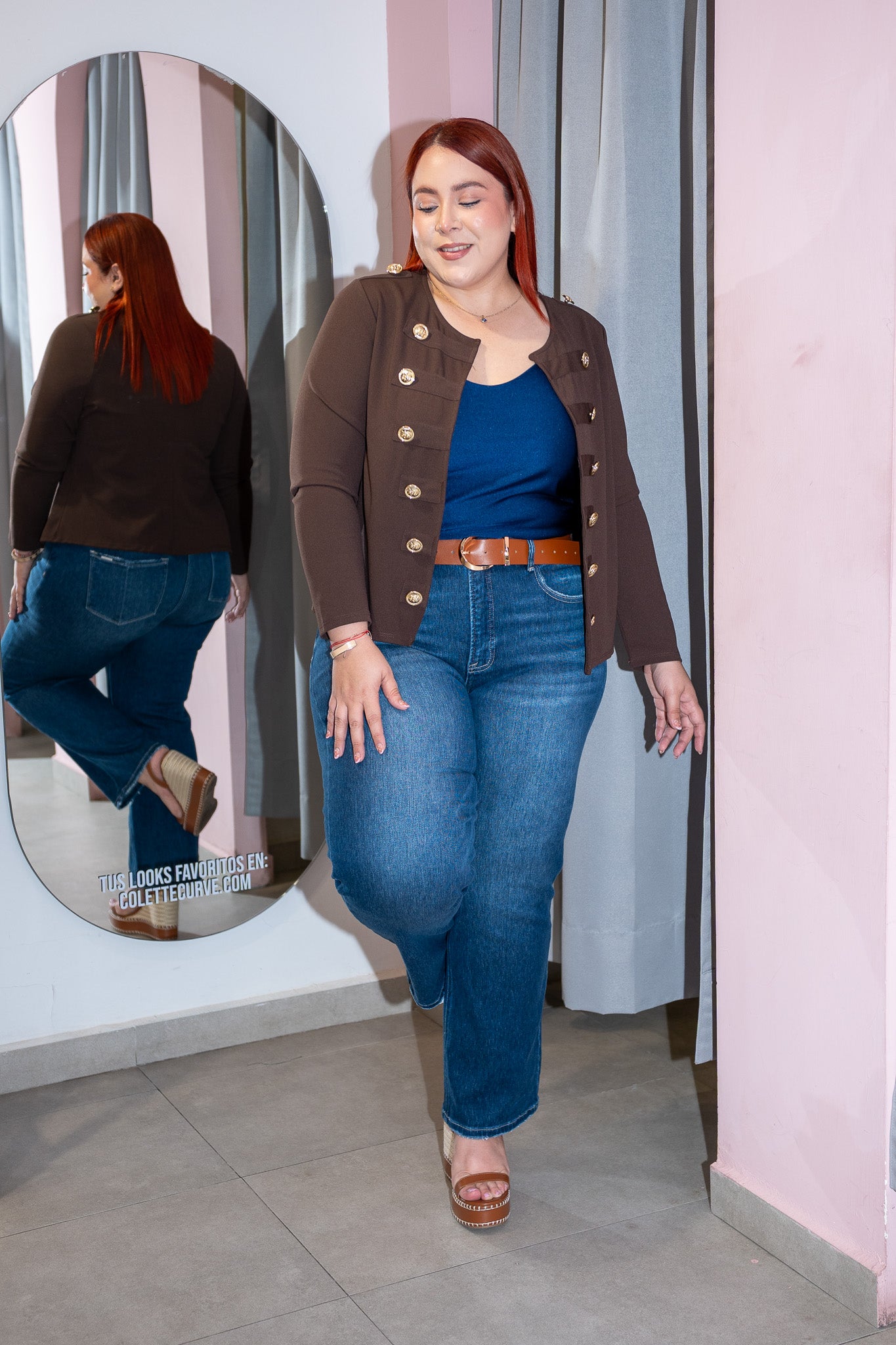 Jeans Curvy High Rise Wide Leg Liso Oscuro