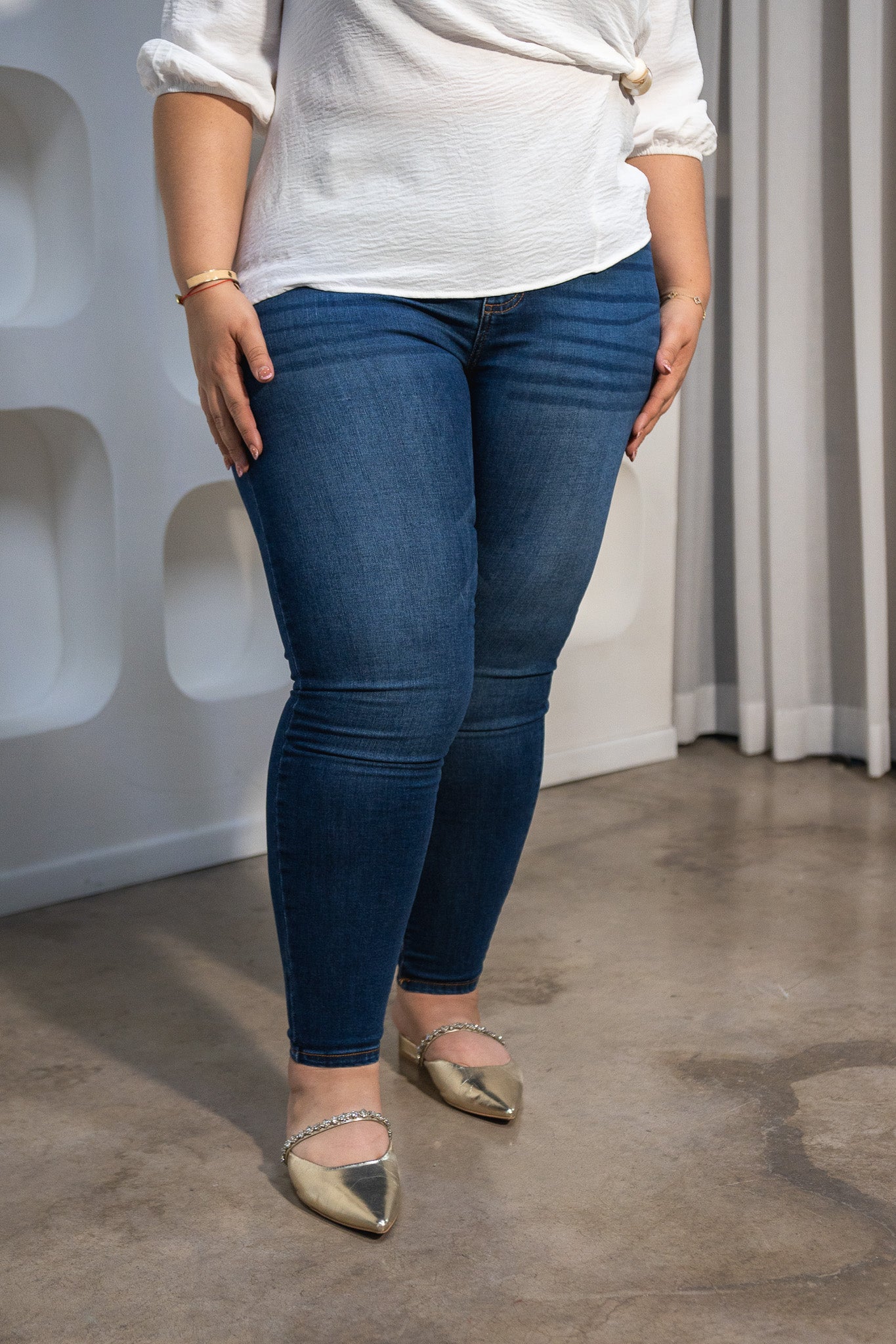 Jeans curvy skinny cintura alta azul oscuro talla extra 1X-3X, vista principal
