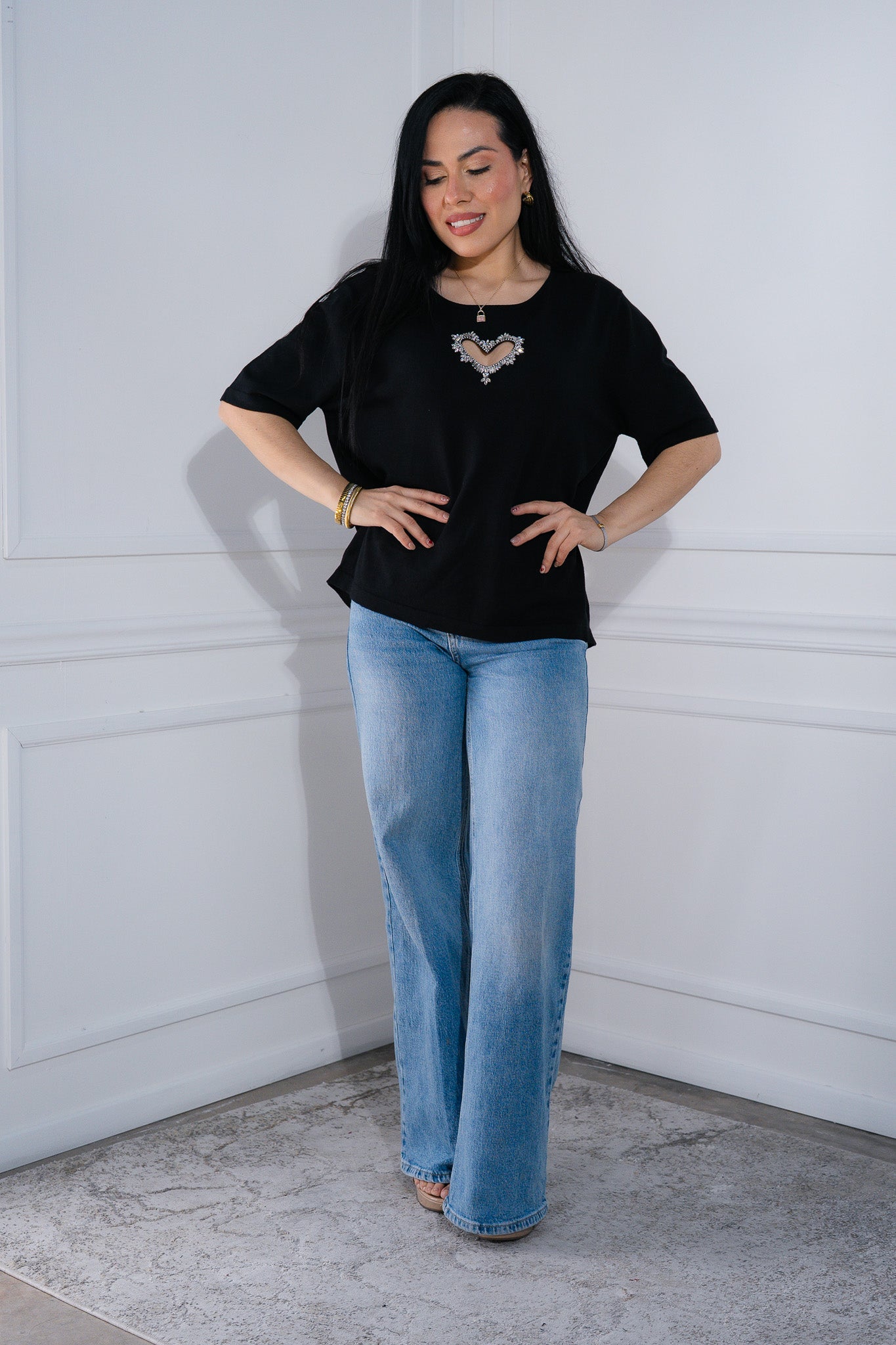 Blusa canalada corazon neg