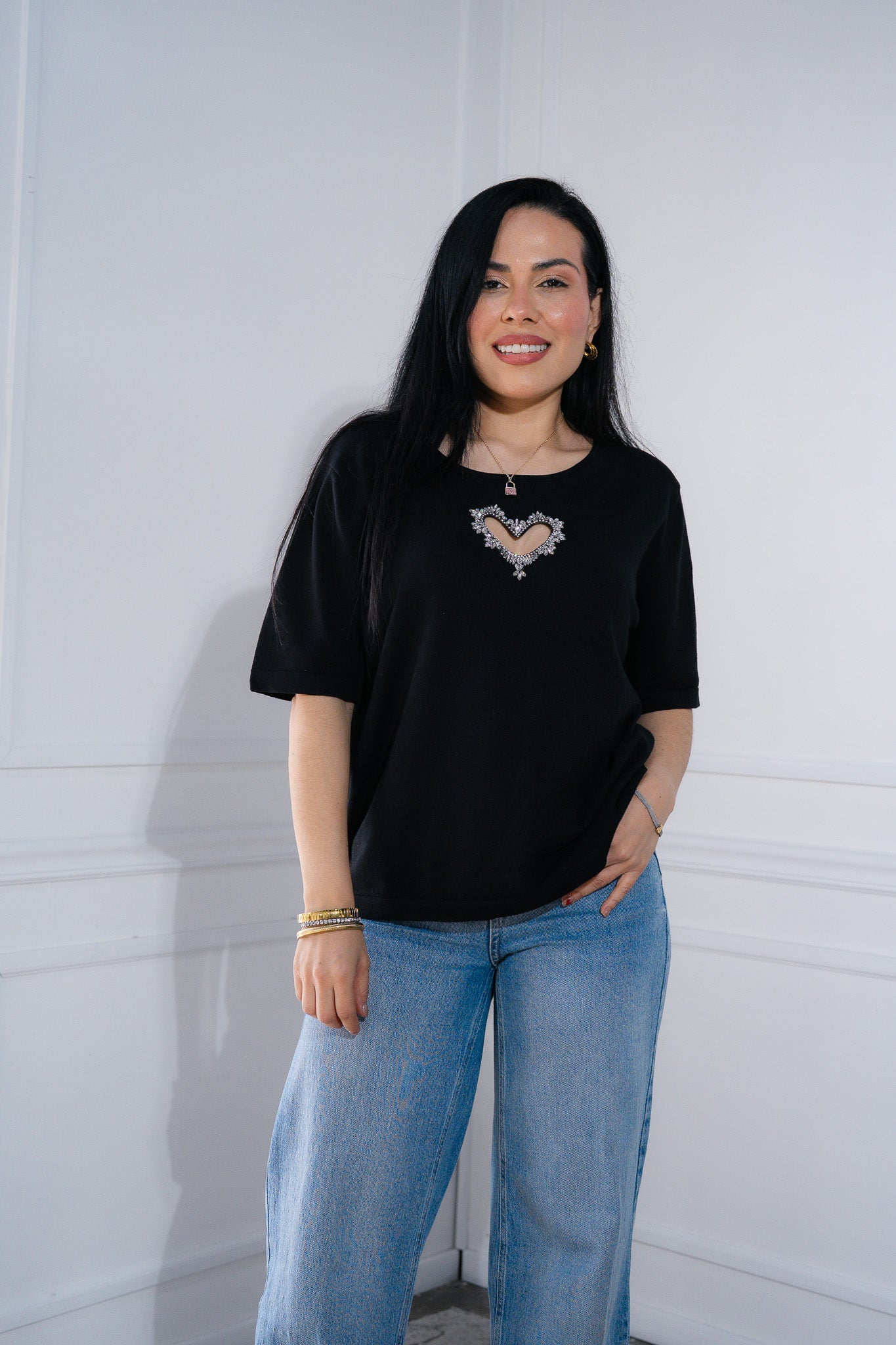 Blusa canalada corazon neg