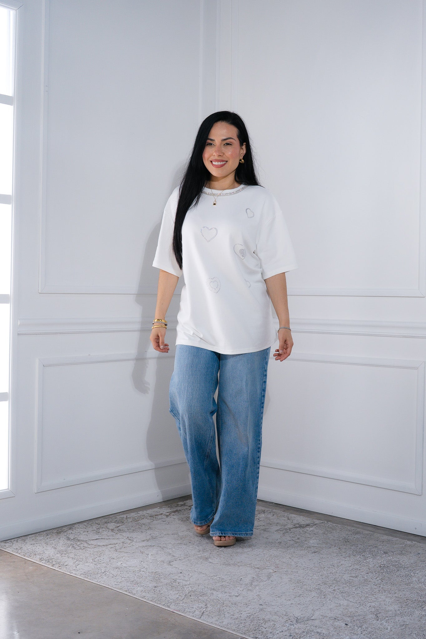 Blusa corazones piedras