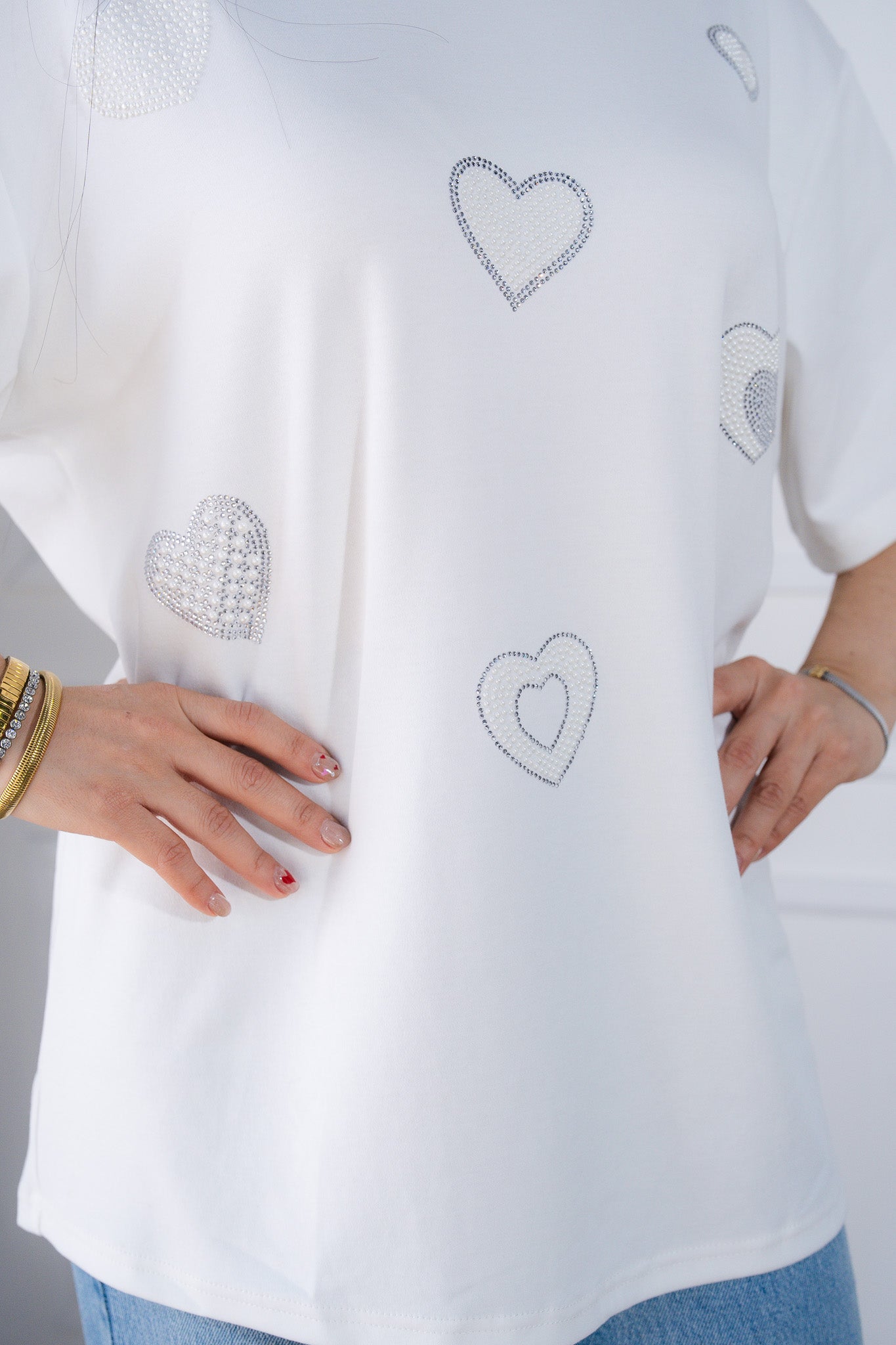Blusa Algodón Stretch con Piedras | Talla Extra Plus Size