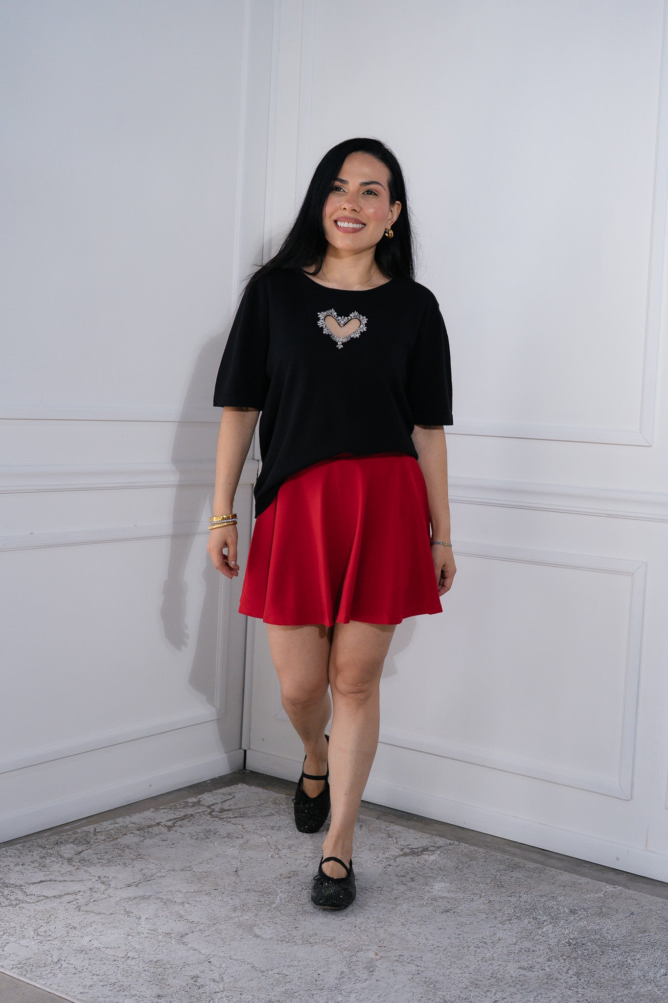 Falda volada deportiva roja