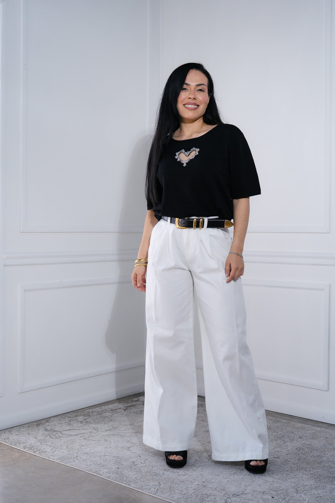 Blusa canalada corazon neg