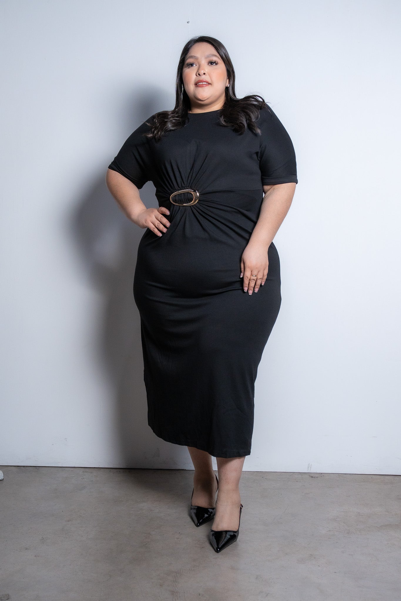 Vestido largo c/aplicación neg