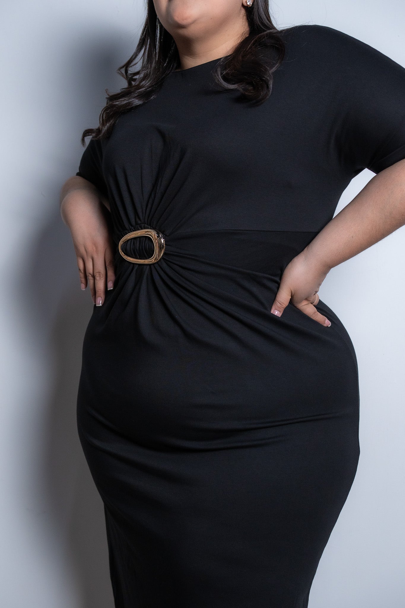 Vestido largo c/aplicación neg