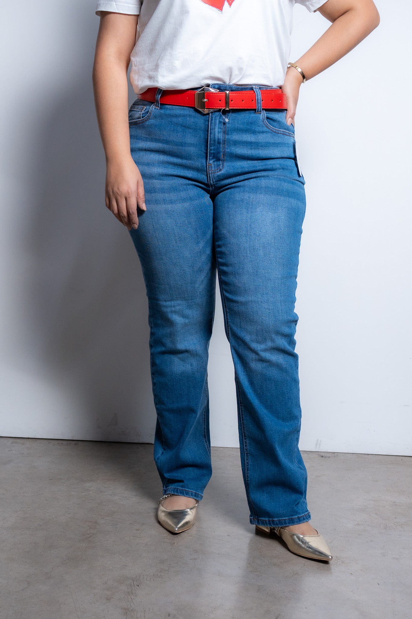 Jeans Curvy Recto Claro Stretch que Realza Curvas y Estiliza