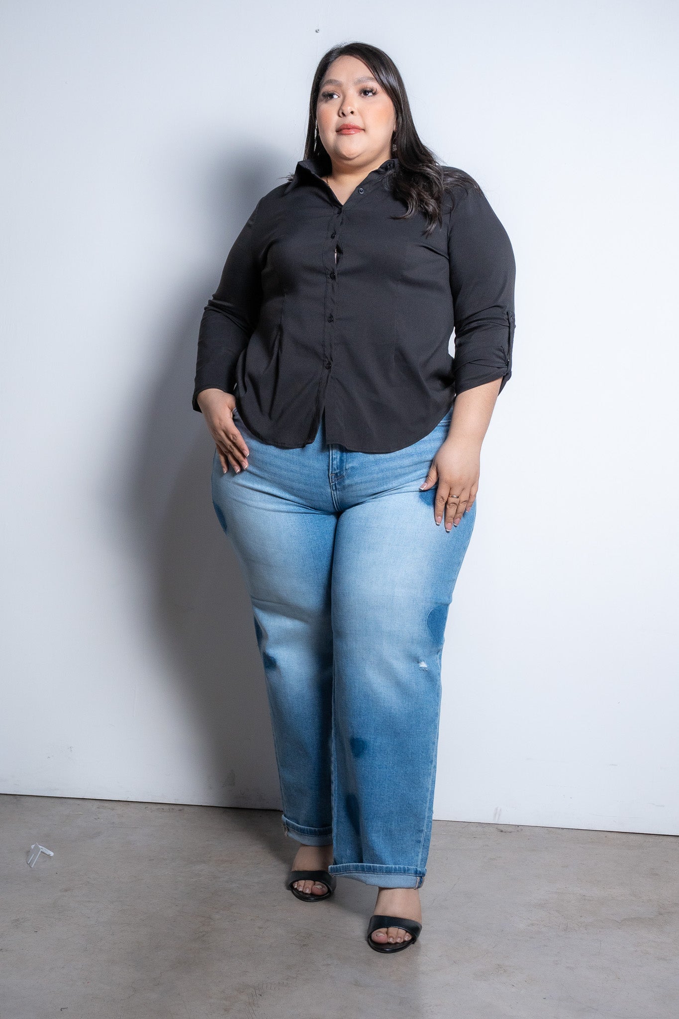 Camisa lisa c/pinzas popelina