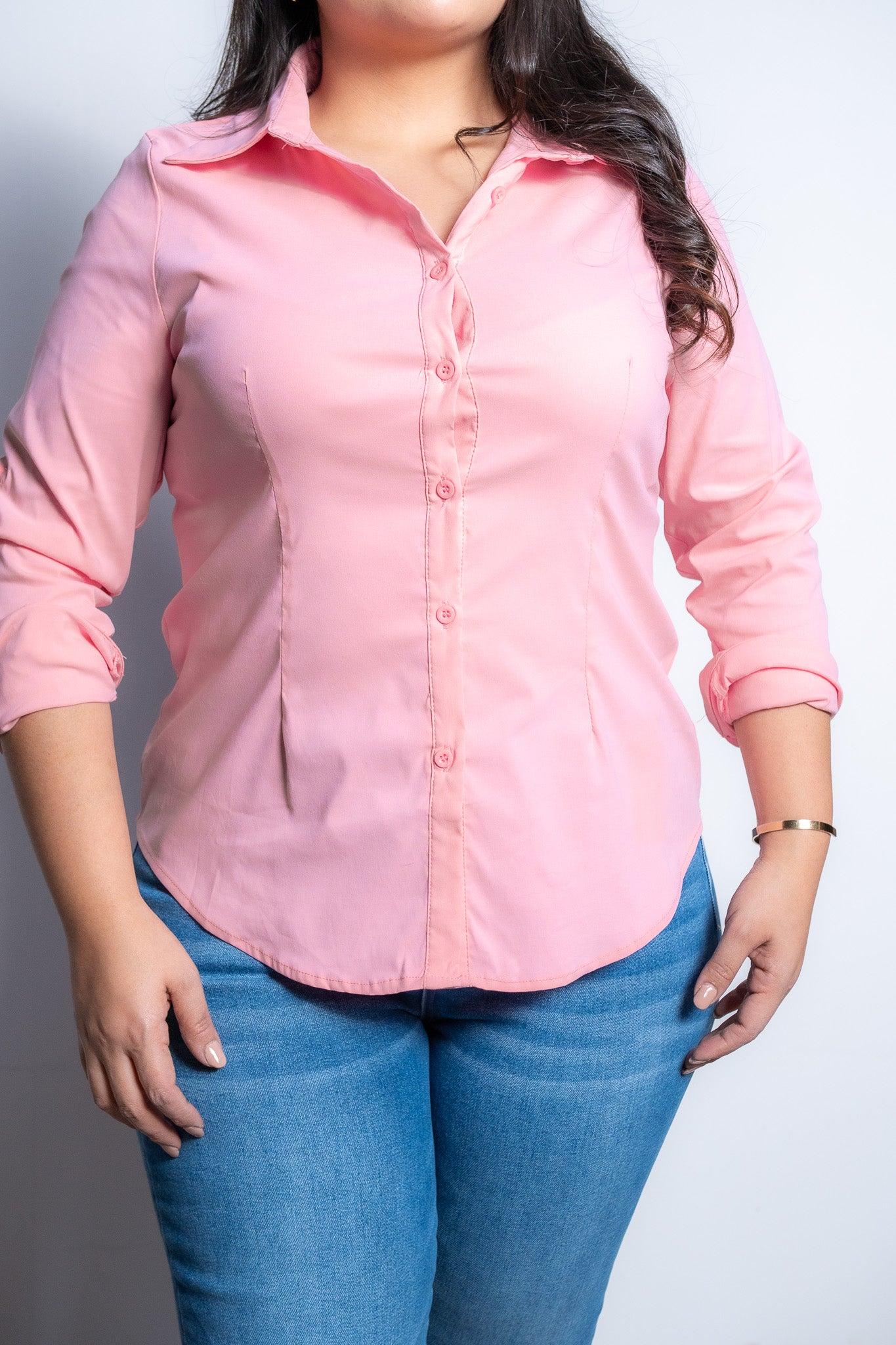 Camisa lisa c/pinzas popelina