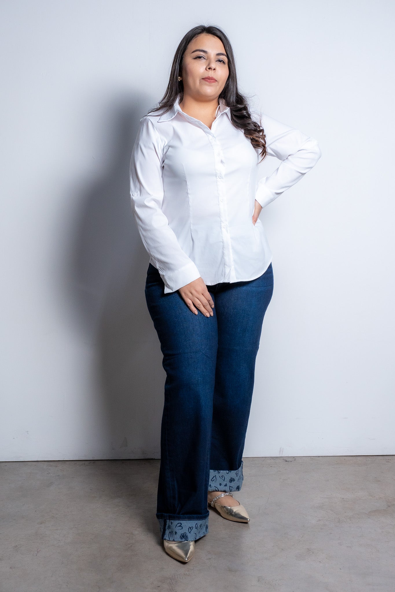 Camisa lisa c/pinzas popelina