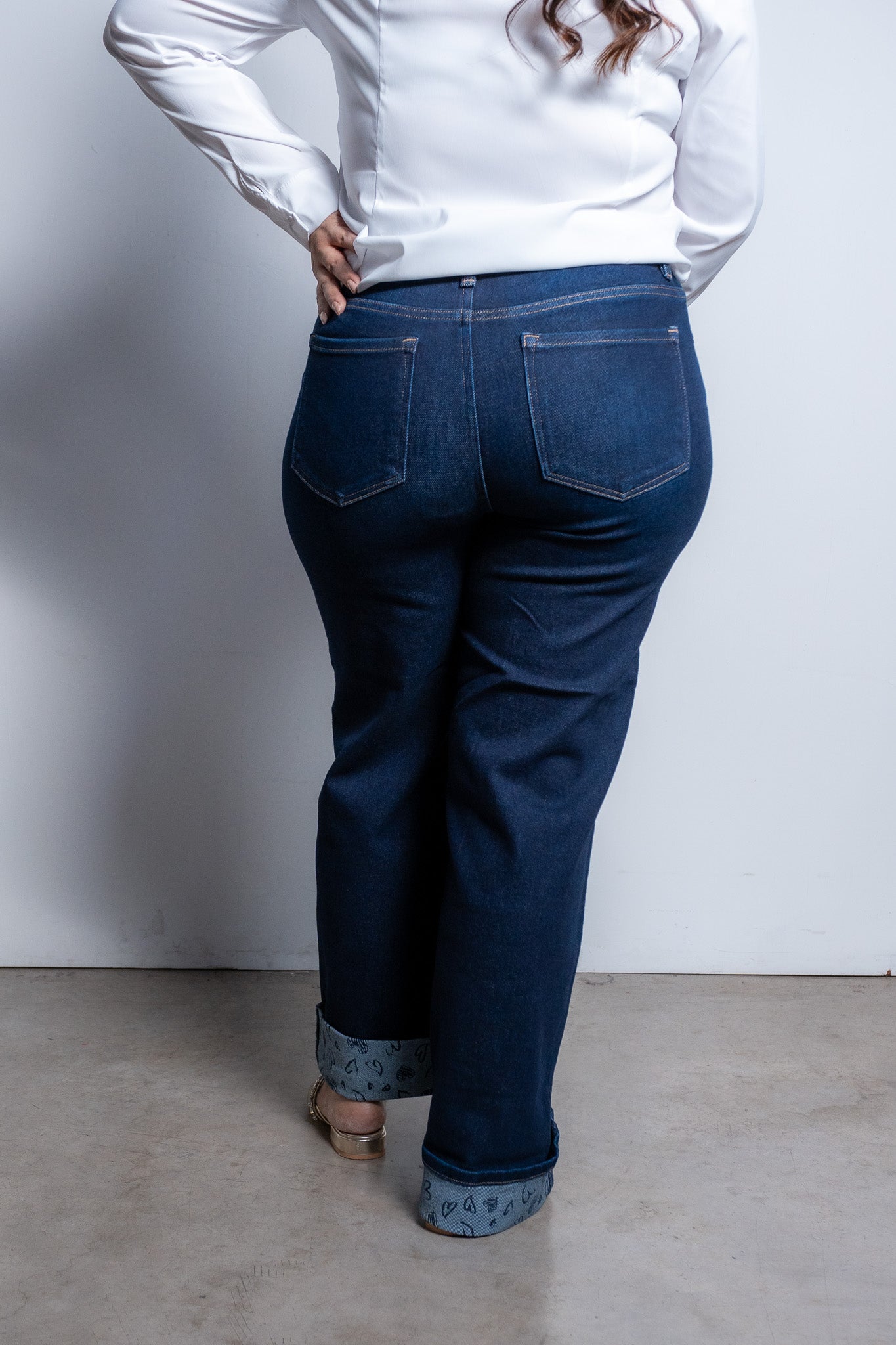 Jeans crop recto c/dobles osc