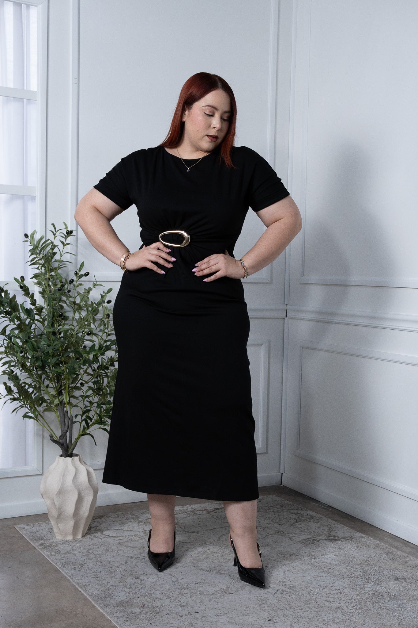 Vestido largo c/aplicación neg