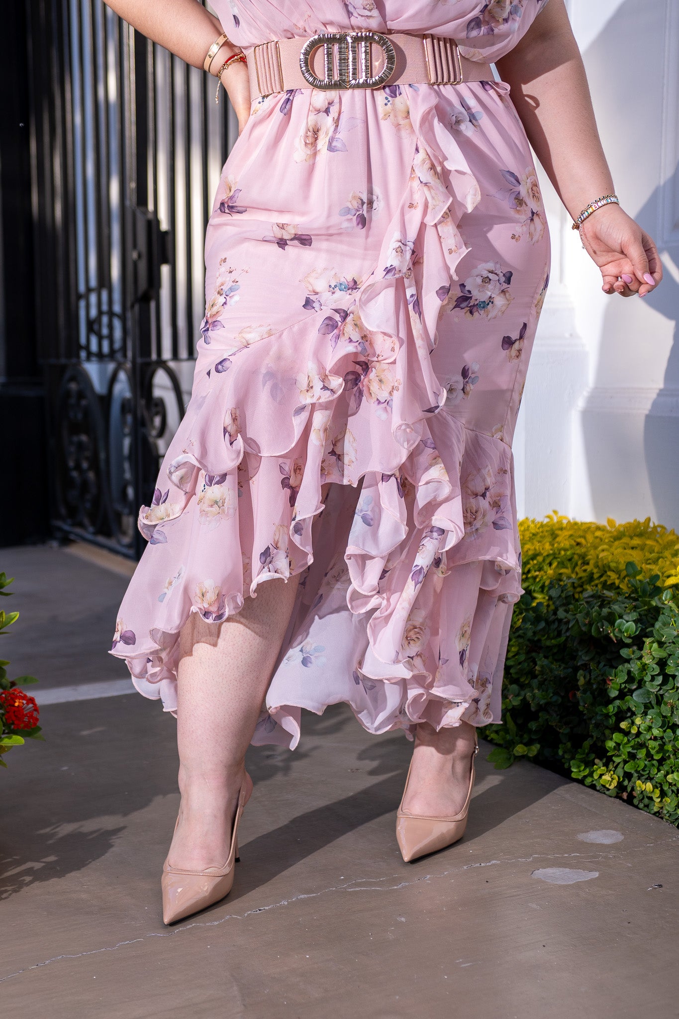 Vestido largo cruzado flores