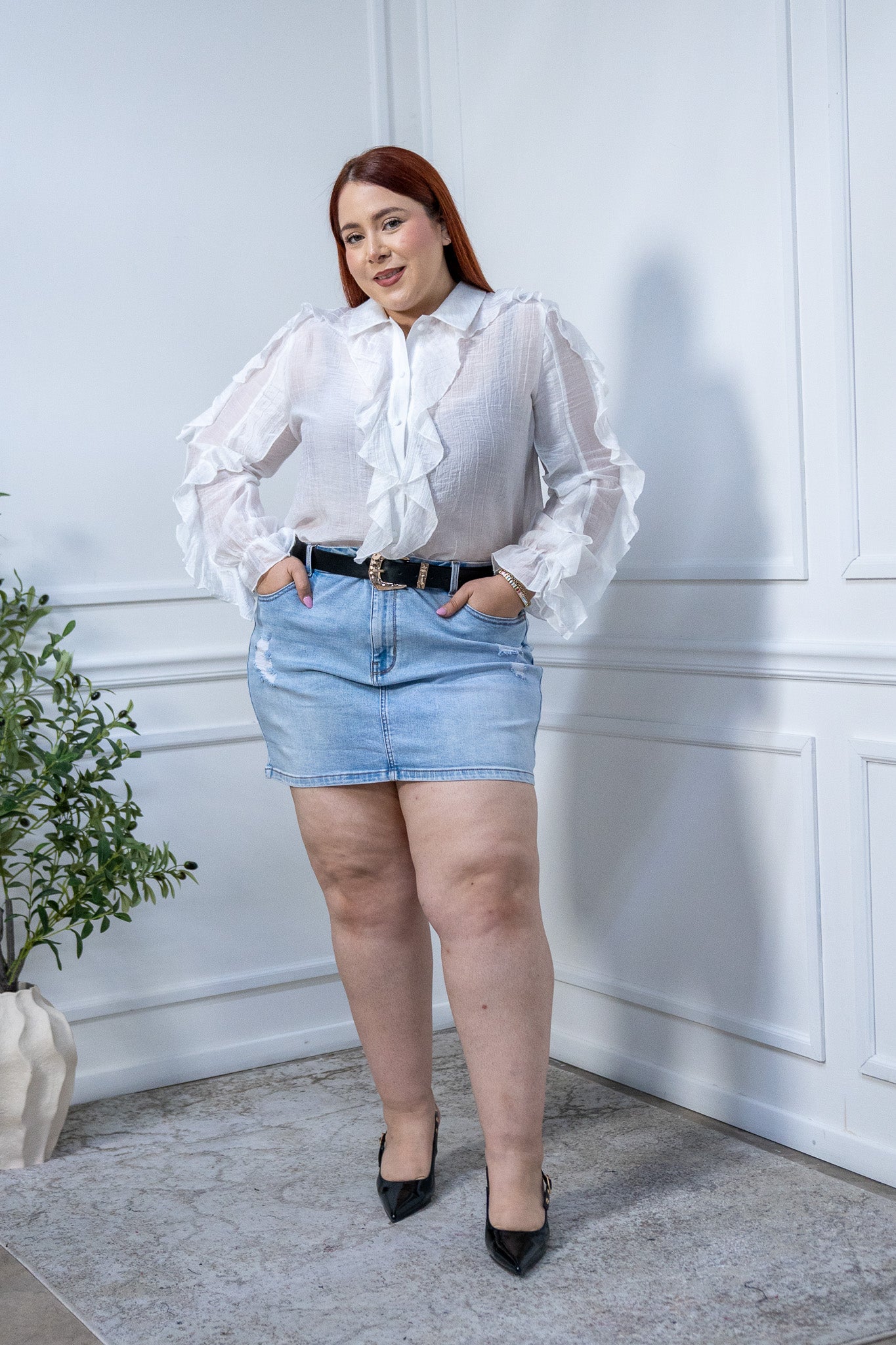 Falda denim clara