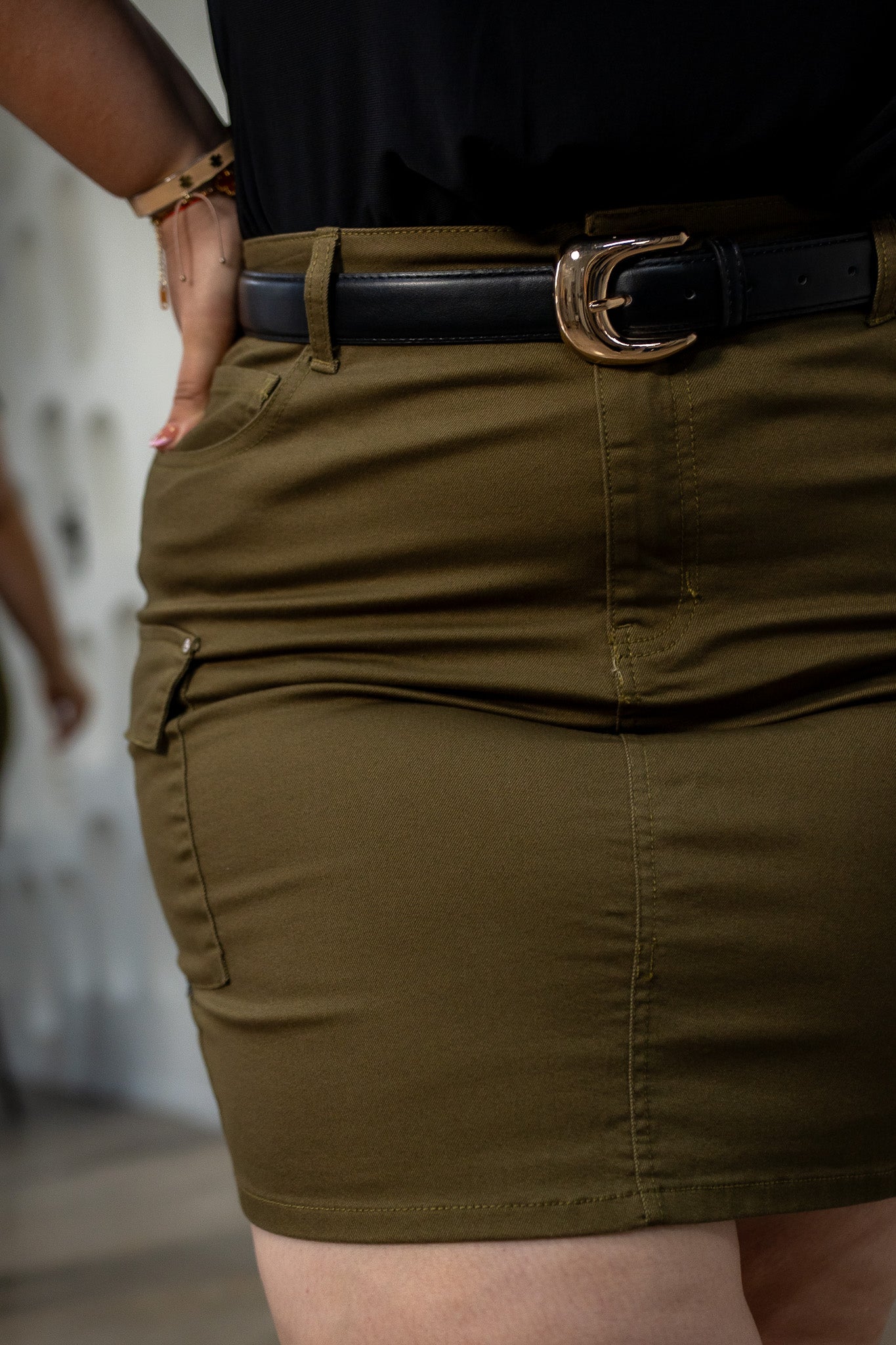 Falda Tipo Cargo Curvy Olivo