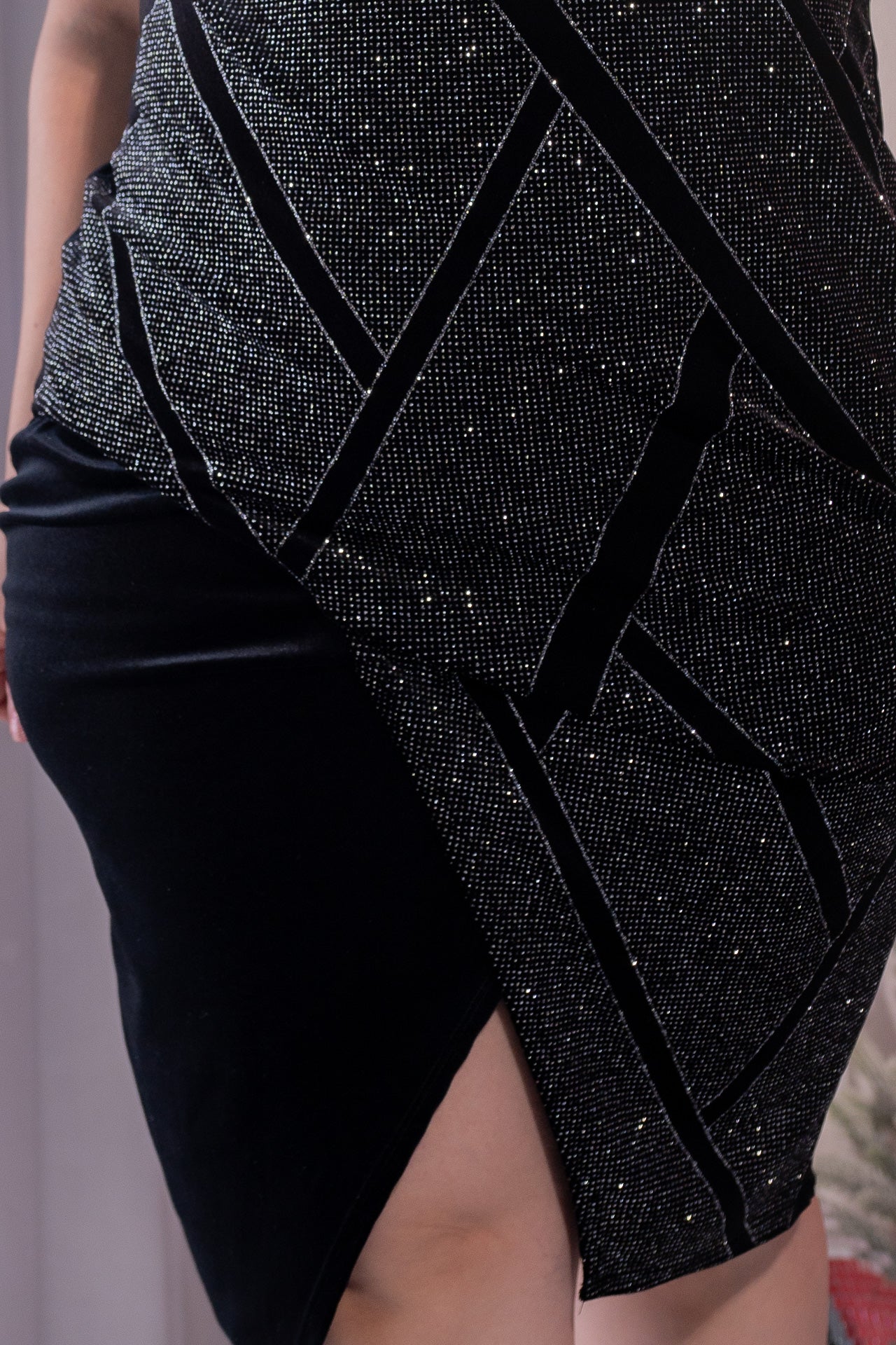 Vestido de terciopelo con Brillos Plata