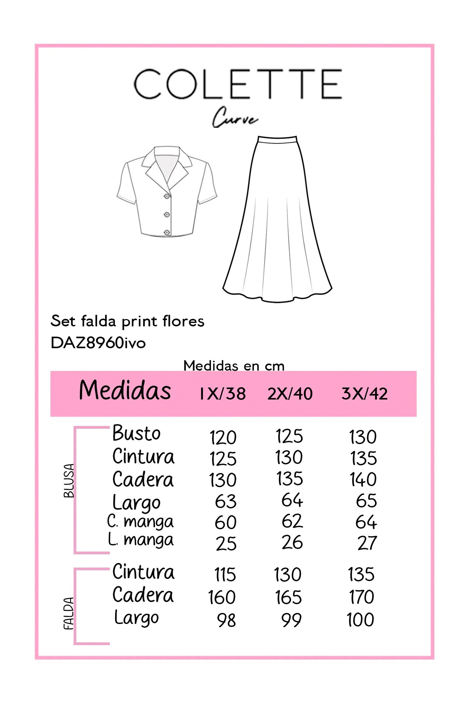 Set Curvy Blusa y Falda Maxi Floral Print Romántico Ivory